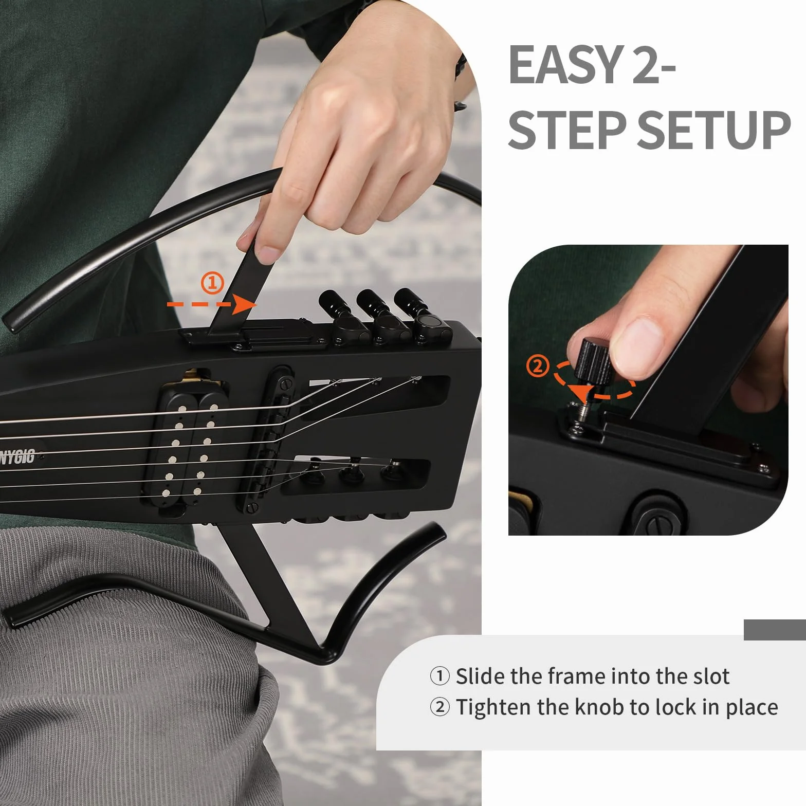 Guitarra eléctrica de viaje ultraligera con diapasón de palisandro de 64 cm, color negro