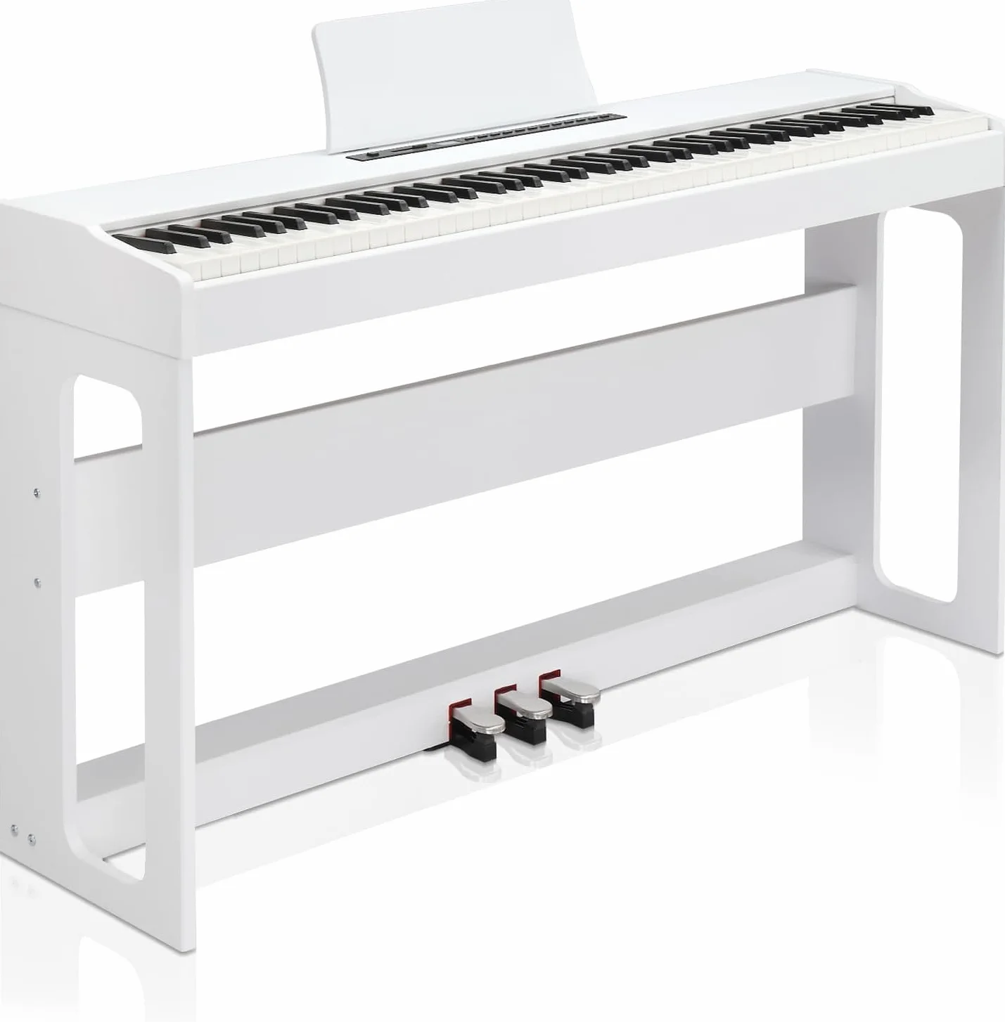 LEADZM Piano Digital de 88 Teclas, Teclado Contrapesado, Piano Eléctrico con MIDI USB, Audio Bluetooth y Altavoces Estéreo, 128 Tonos y Ritmos, Sistema de 3 Pedales (Blanco)