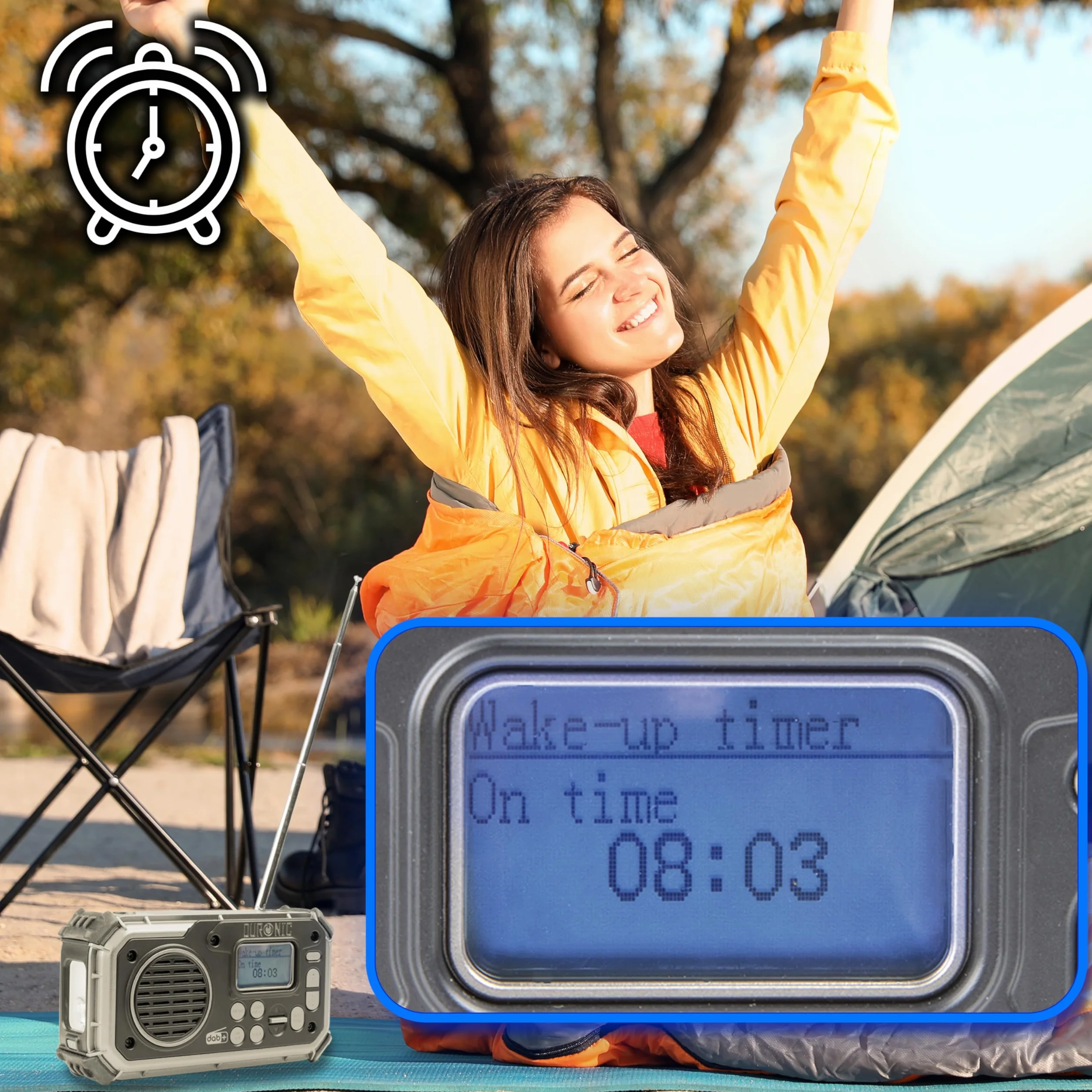 Duronic SDAB1 Radio Solar - Radio Emergencia Solar Dinamo, Radio con Manivela, Radio Dinamo, Linterna Radio Manivela Solar, Radio Supervivencia, Radio a Pilas y Solar Wind Up Radio FM Dab+ Bluetooth
