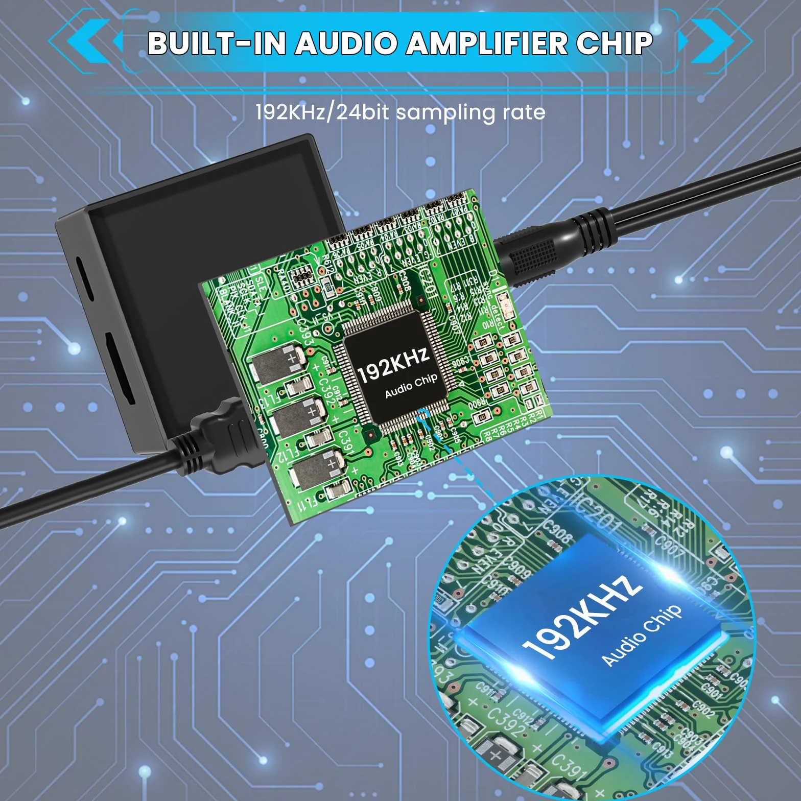 Extractor de Audio HDMI ARC 192 kHz Divisor SPDIF AUX RCA 3.5 mm Adaptador Óptico con Cable HDMI para Amplificador Barra de Sonido