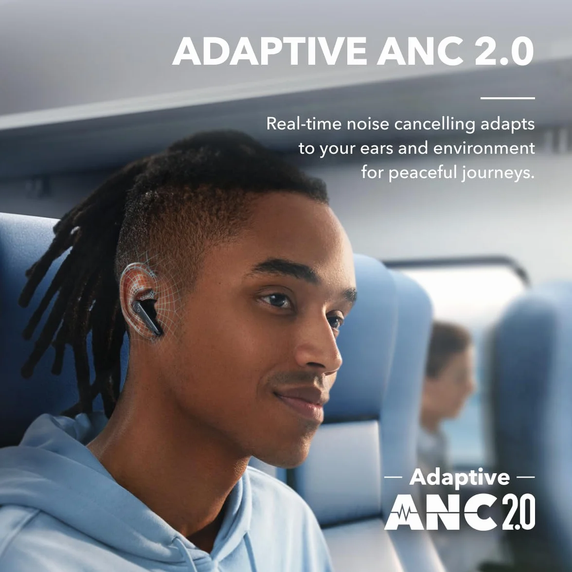 Soundcore by Anker Liberty 4 NC Auriculares Inalambricos Bluetooth, 98,5% Reducción del Ruido, Cancelación Ruido Adaptable a oídos y Entorno, Hi-Res Audio, 50 Horas, Carga inalámbrica, Bluetooth 5.3