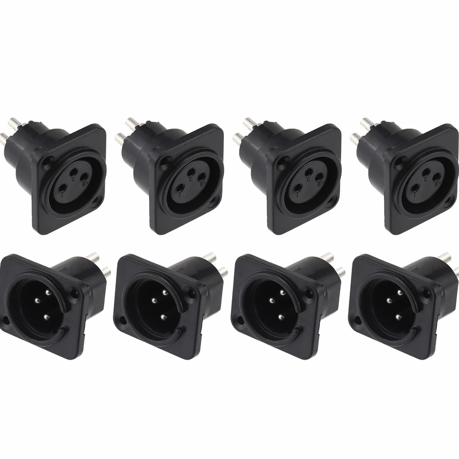 Greluma 8 Piezas Montaje panel enchufe/enchufe XLR, 3 pines conector XLR macho/hembra para micrófono, contactos cobre niquelado