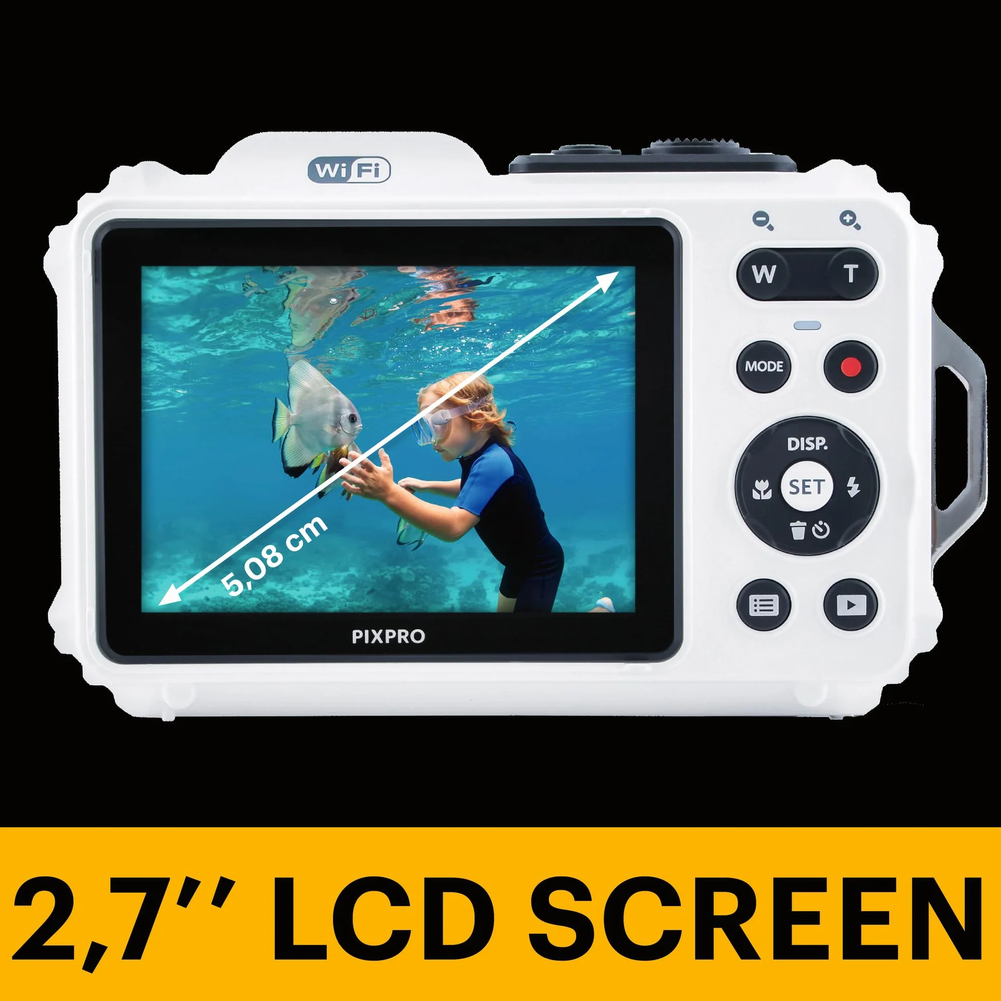 KODAK Pixpro Pack WPZ2 + 1 Tarjeta SD Compact 16M Pixels, Impermeable a 15 m, antigolpes, vídeo 720p, Pantalla LCD 2,7 – Batería Li-Ion – Blanco – Blanco
