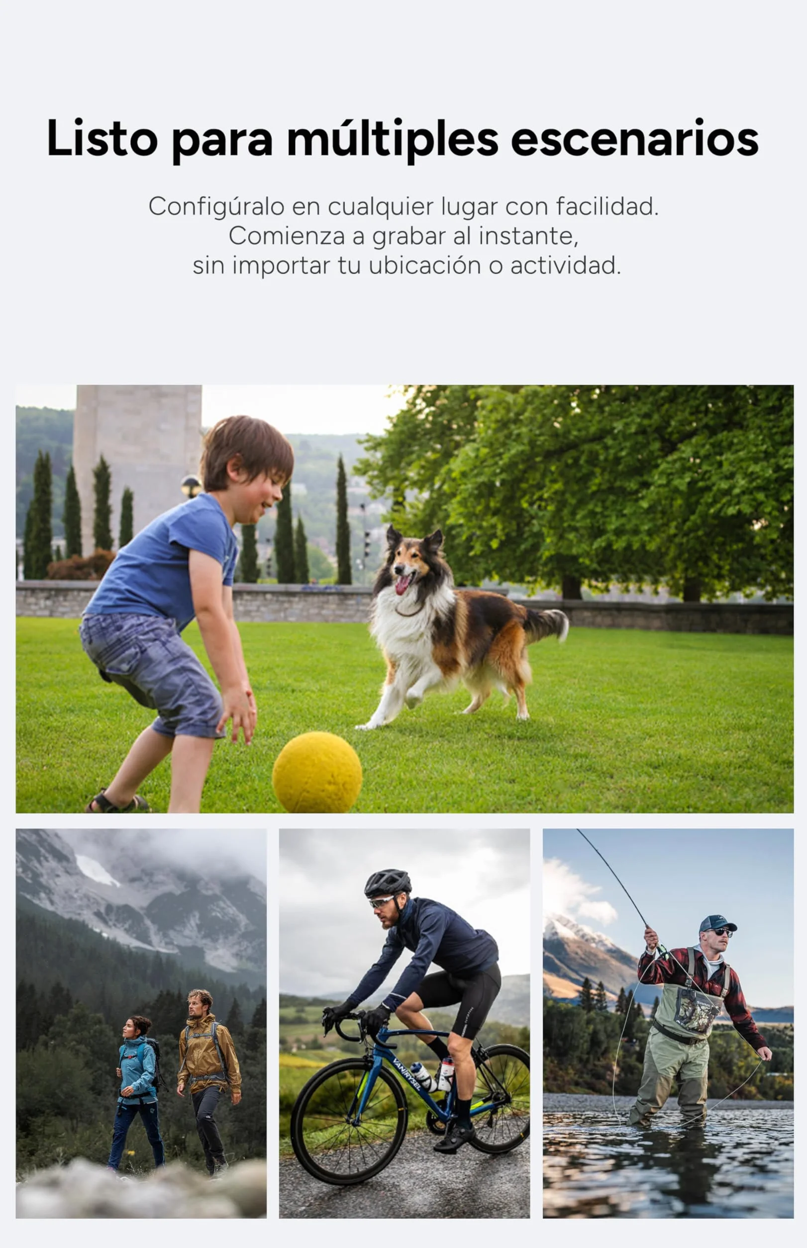 SJCAM SJ20 Micrófono Pack Cámara Deportiva-Doble Objetivo 4K con Palo Selfie de 8 h, Modo Super Nocturno, Zoom 8X, Action CAM Resistente al Agua para Viajes, Vlogs,Sin Tarjeta