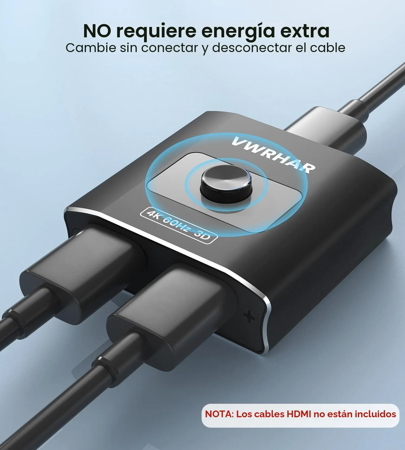 Conmutador HDMI 4K@60Hz Bidireccional, Aluminio, 2 Entradas 1 Salida, 4K 3D 1080P HDCP 2.2 para TV PS3/4/5 Xbox