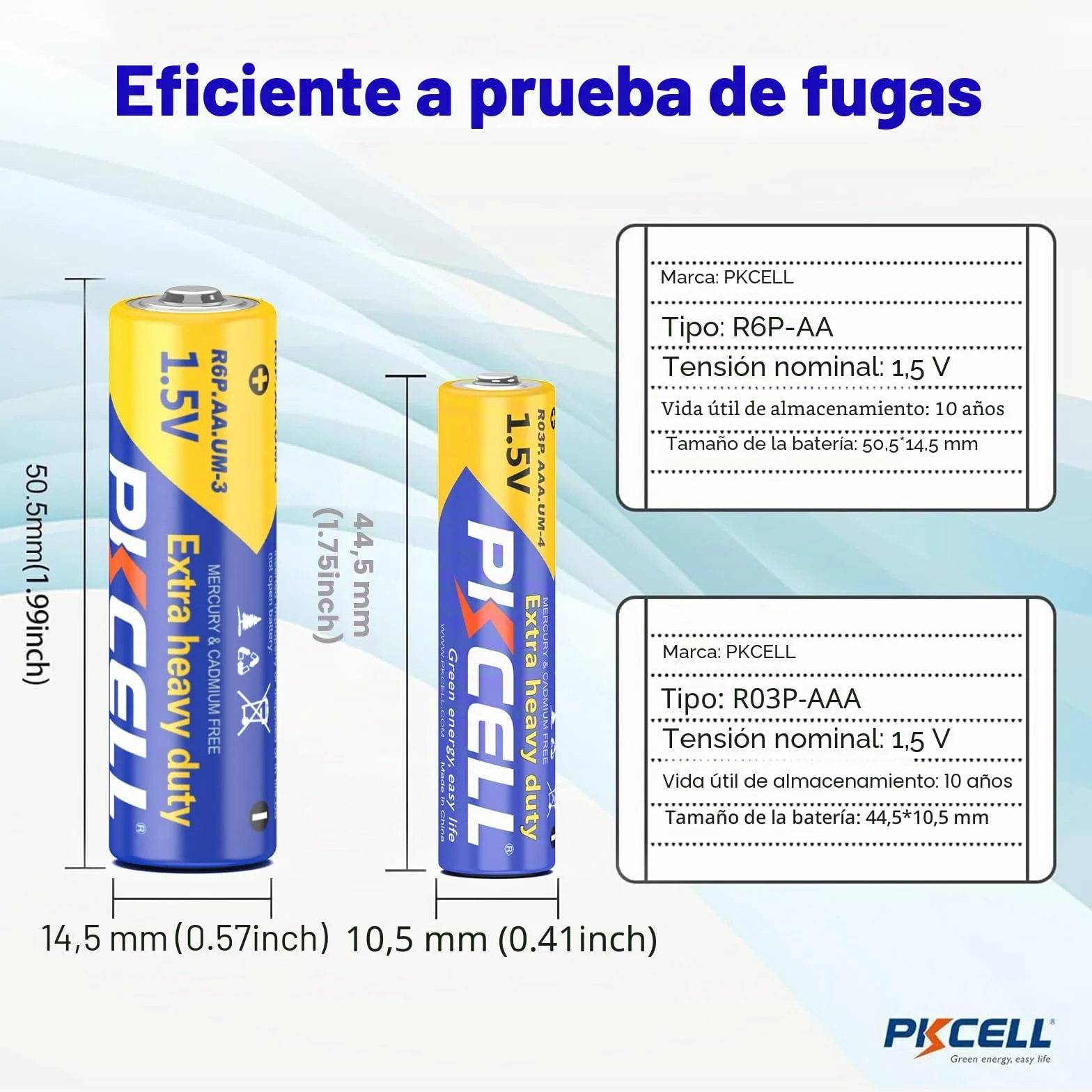 PKCELL 40 Pilas AA R6P + 40 Pilas AAA R03P Carbono 1,5 V