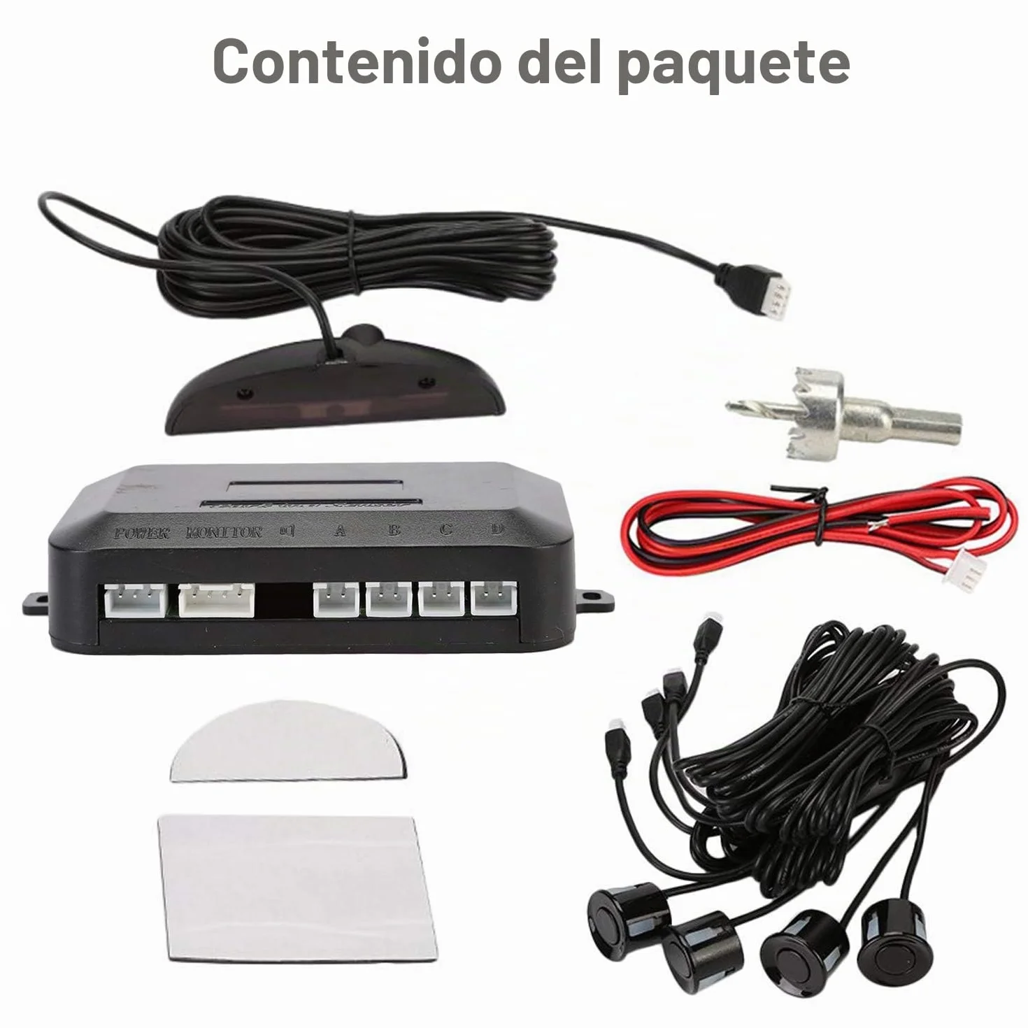 OSAN CICMOD Sensores de Aparcamiento Marcha Atras, Kit de Auto LED Display + Alarma de Sonido + 4 Sensores Negro