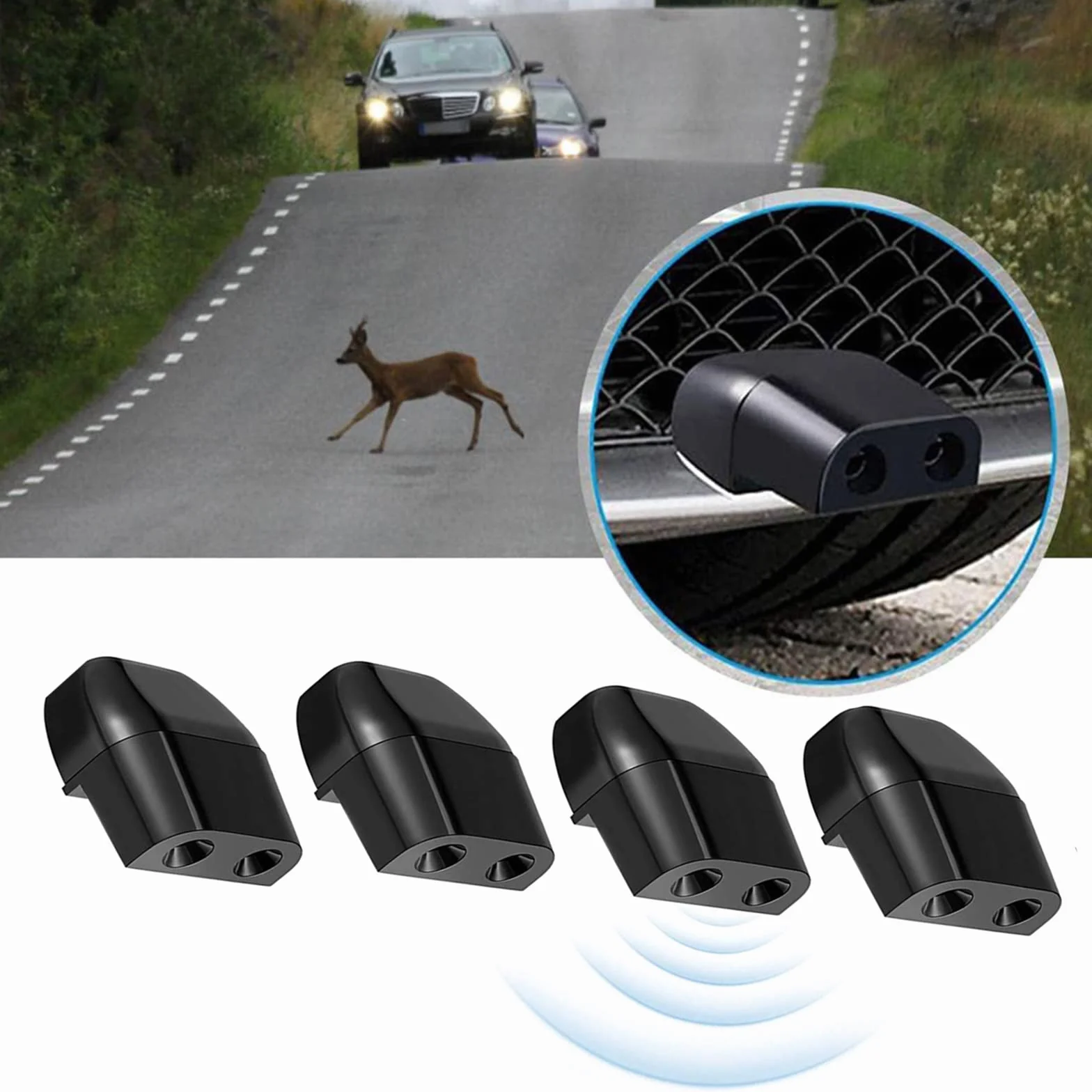 4 Piezas Alarma de Advertencia de Animales, Silbato de Alerta de Animales, Dispositivos de Silbato de Advertencia, con Cintas Adhesivas de 4 Piezas, para Coches, Camiones y Motos