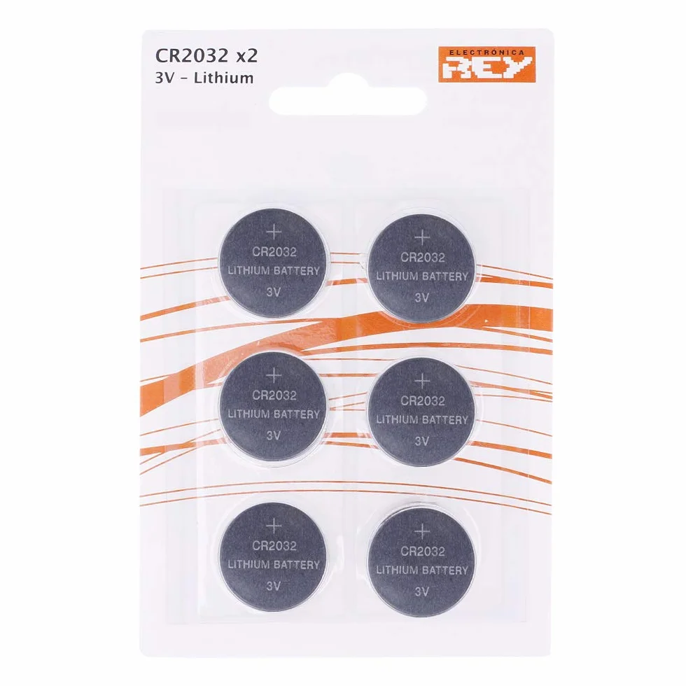 Pack de 6 Pilas CR2032 3V Alcalinas, Tipo Botón de Litio