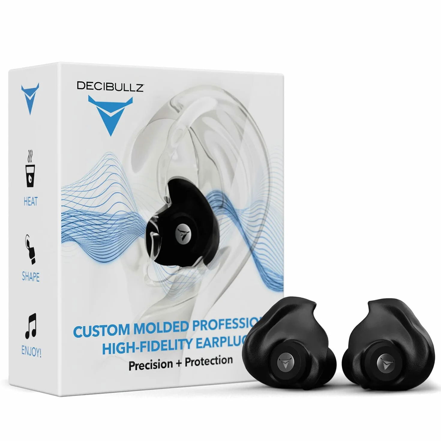 Decibullz Filtros de ruido moldeables profesionales con tecnología de filtración acústica profesional, perfectos para músicos, grabadores y asistentes a conciertos