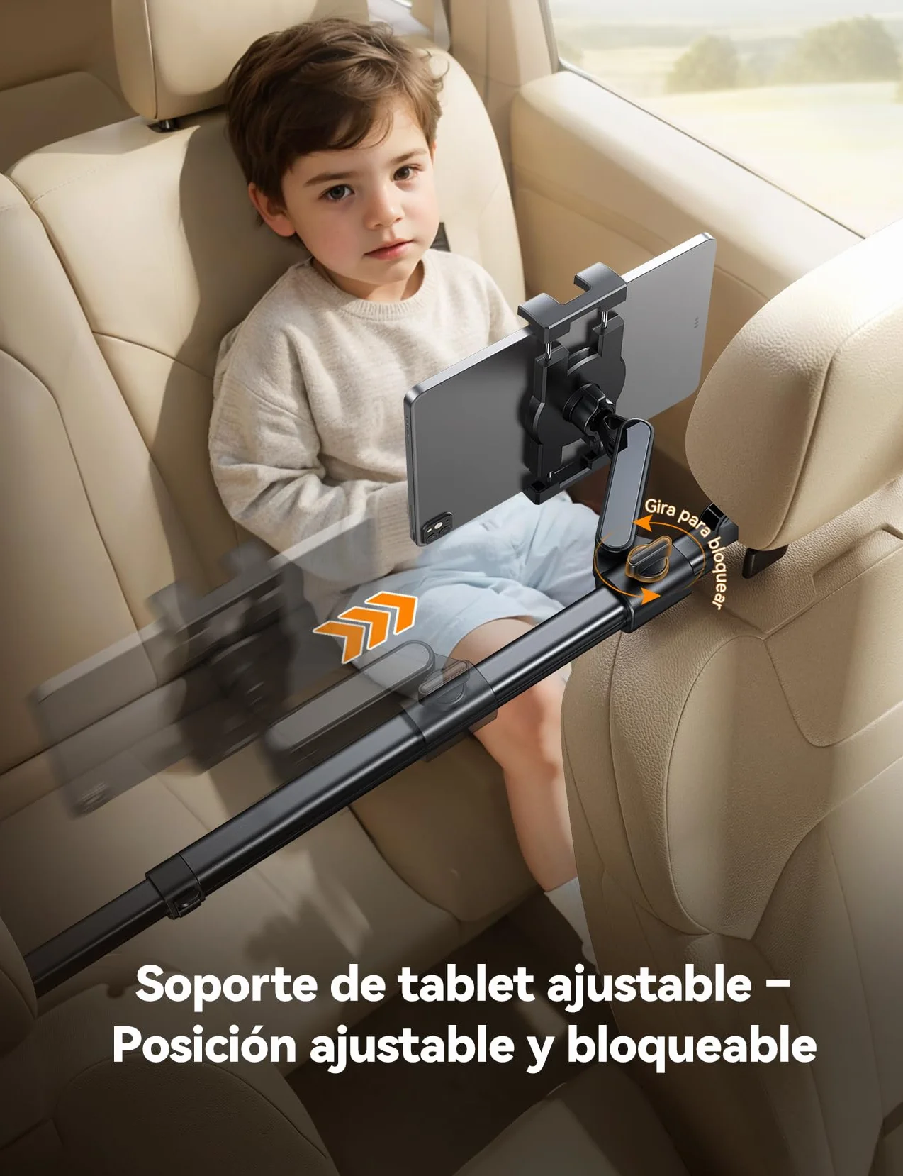 JOYROOM Soporte Tablet Coche con Fijación Bilateral – Soporte iPad Coche con Brazo Metálico para Tabletas y Smartphones de 4,7–12,9"