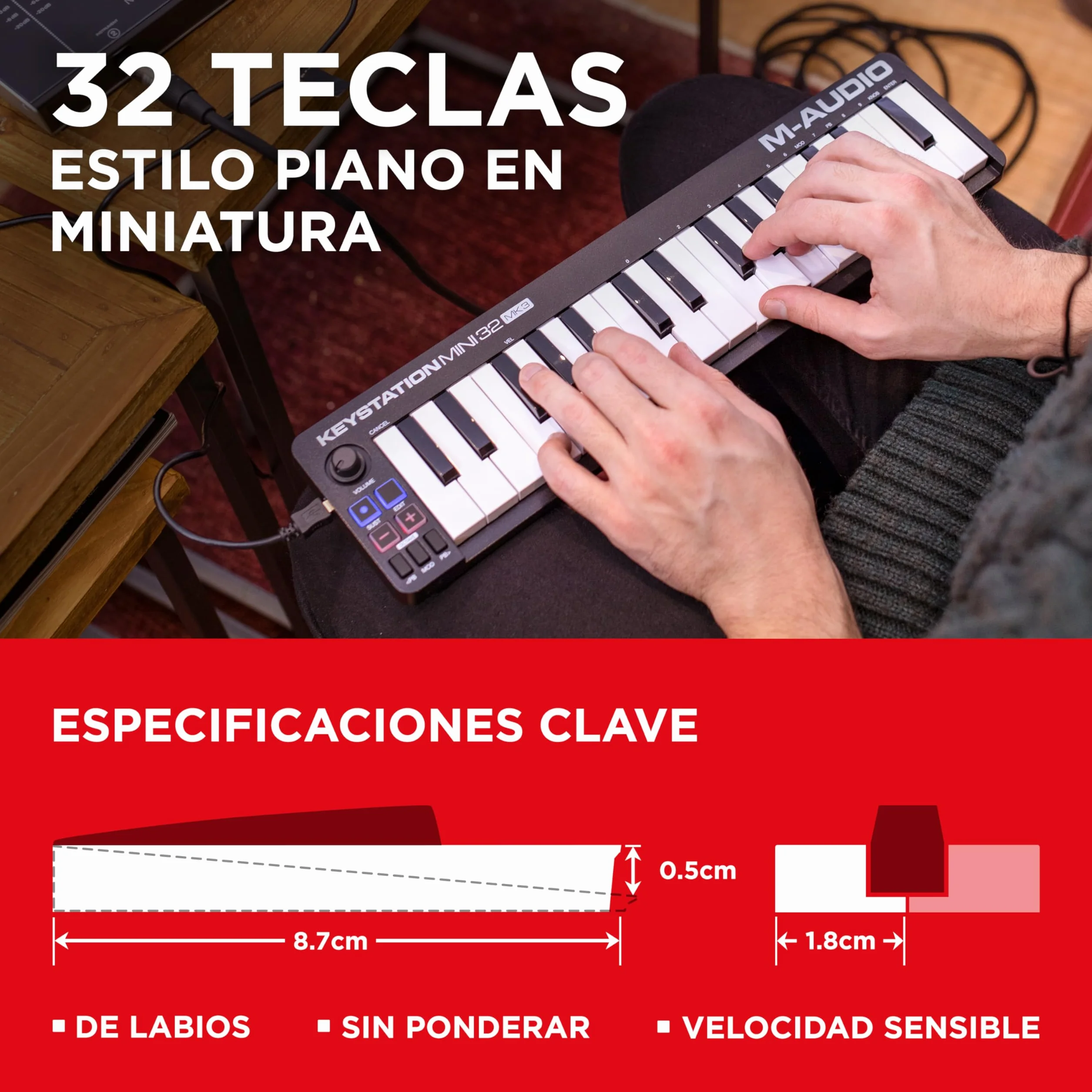 M-AUDIO Keystation Mini 32 MK3 Teclado Controlador MIDI USB de 32 Teclas, Ultra Portátil con Software Incluido