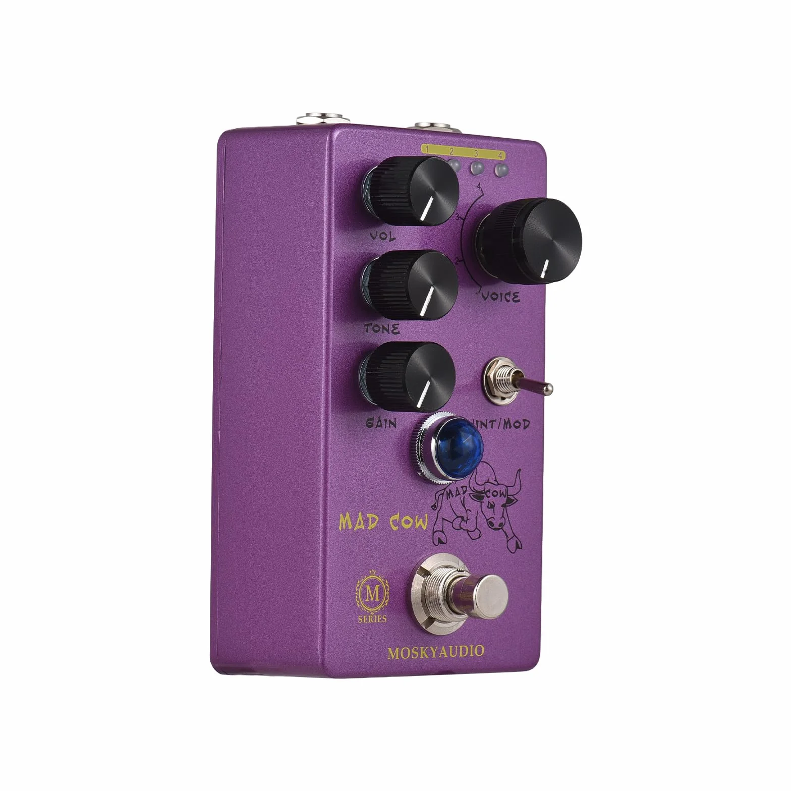 Mad Cow Pedal de Efectos de distorsión de Guitarra GAIN/VOL/TONE/VINT/MOD/4-Mode Knob DC 9V 6.35mm Interfaz de Entrada/Salida Efector de distorsión de Guitarra eléctrica con True Bypass
