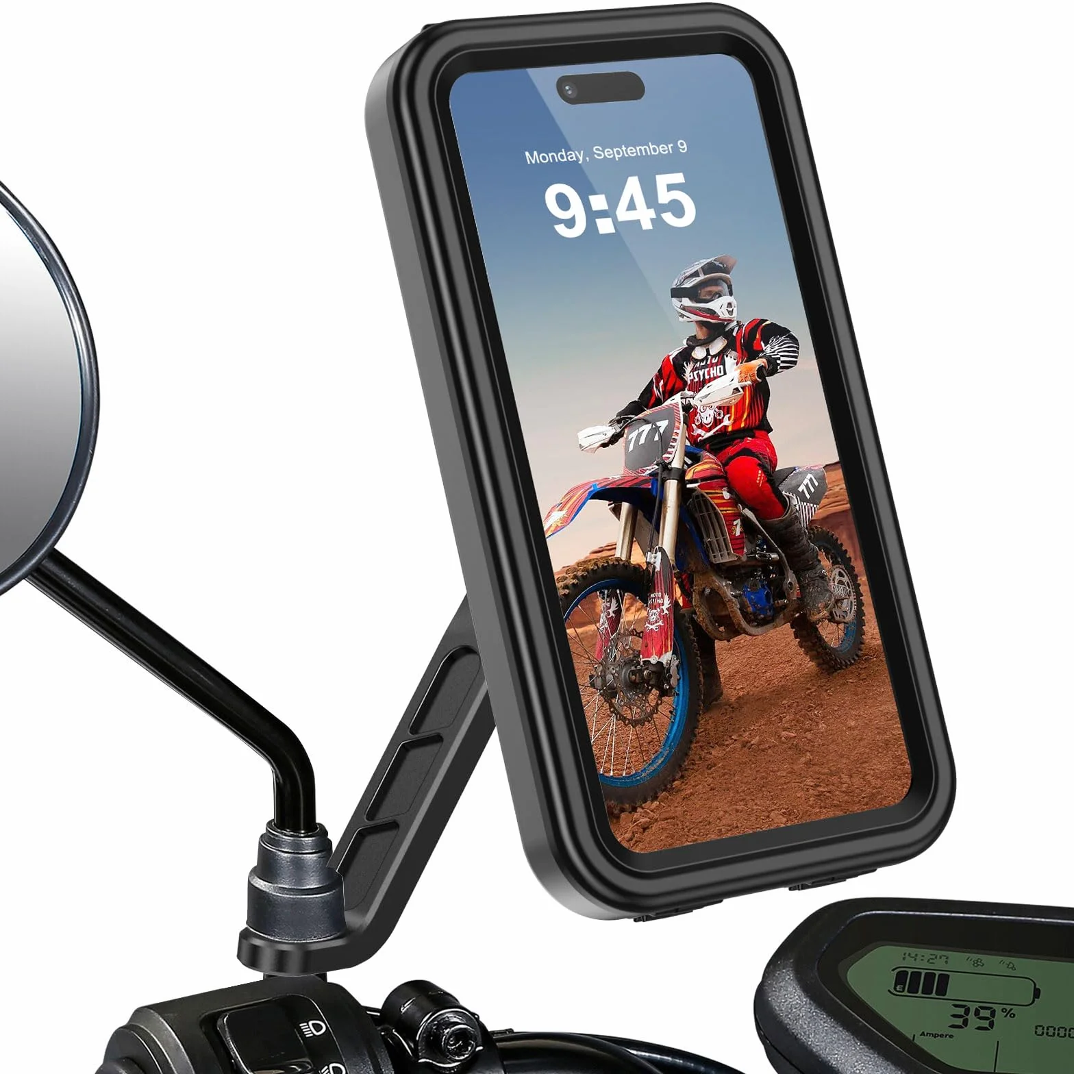 Soporte para Moto Impermeable con Liberación Rápida y Rotación 360° para Teléfono 4,7-6,9" con Pantalla Táctil