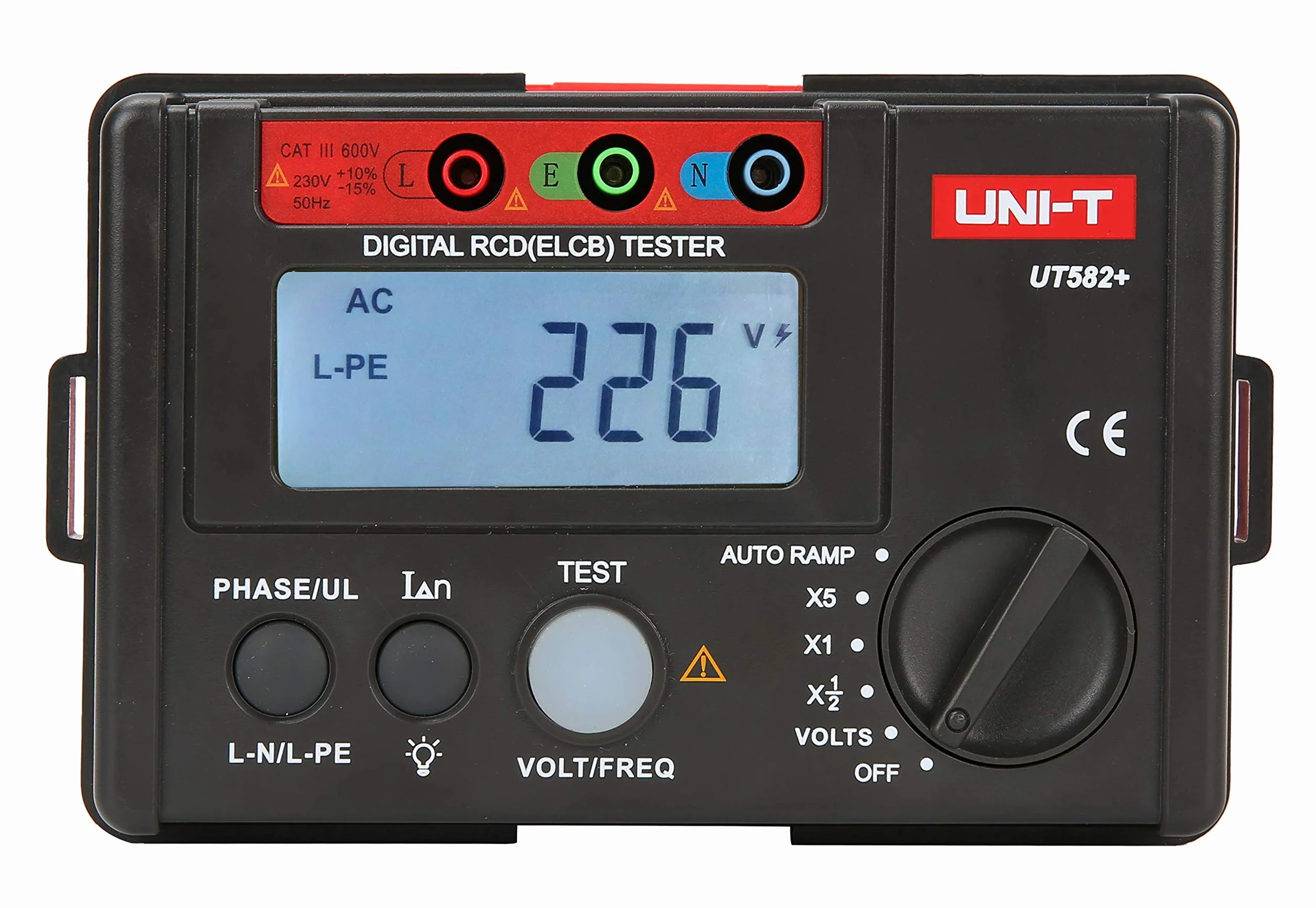 UNI-T UT582+ Digital RCD (ELCB) Tester AUTO RAMP Leakage Circuit Breaker Meter with Mis-Operation Buzzer