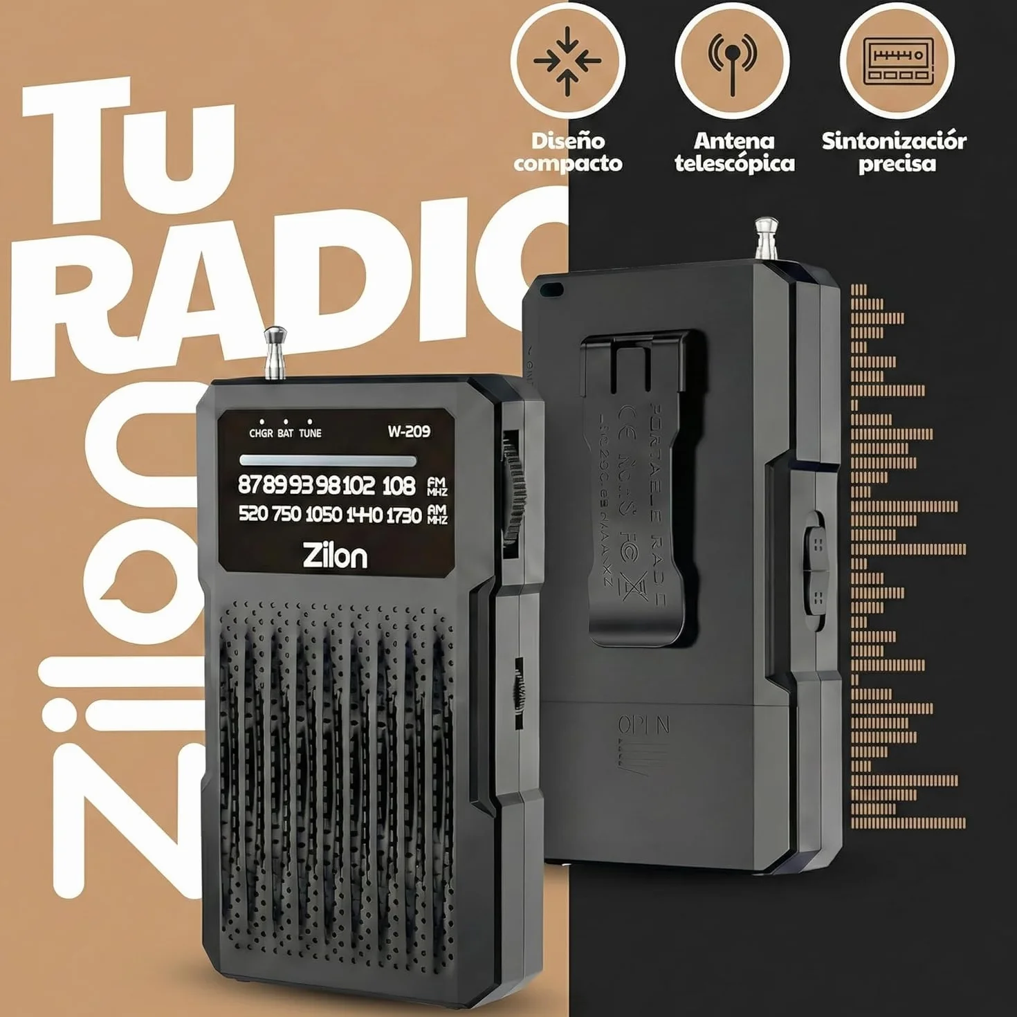 ZILON Transistor Radio a Pilas Pequeña Portatil Analogica Kit Emergencia FM Am Entrada Auriculares de Bolsillo Simple Personas Mayores Numeros Grandes para Facil Vision Muy Potente AA - MASVENDIDA