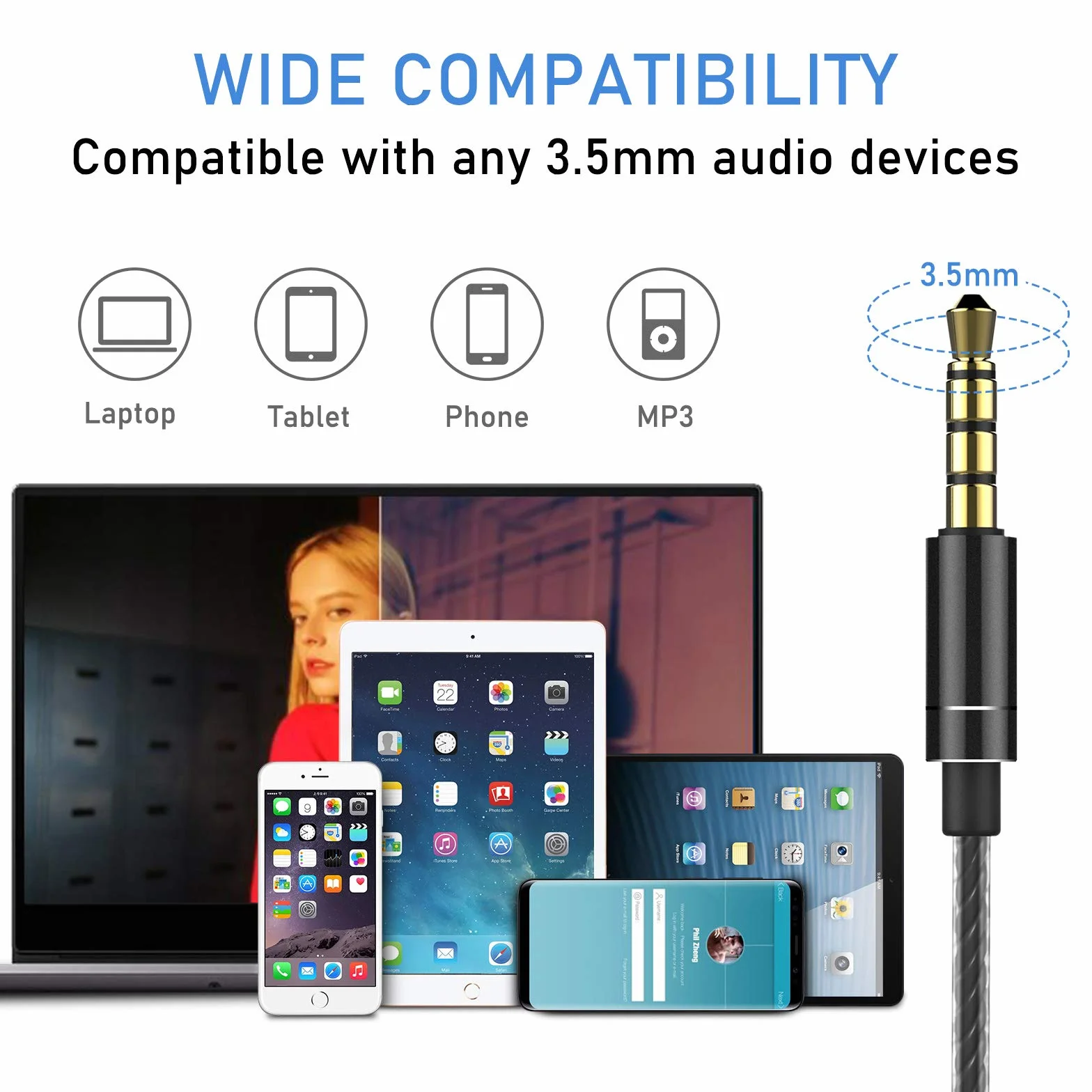 Blukar Auriculares In Ear, Auriculares con Micrófono y Cable Cómodo | Reducción, Ruido Sonido Estéreo Control de Volumen, Todos los Dispositivos de Headphones de 3.5mm