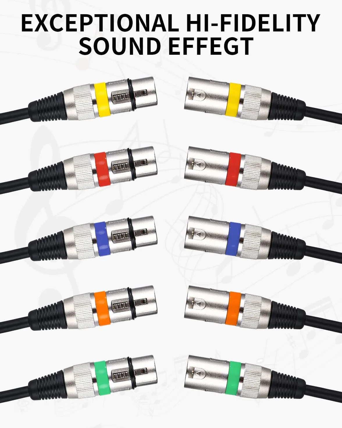 PERMUST (Paquete de 5 Cable de micrófono XLR macho a hembra de 3 pines 5 m / 16,4 pies, cable de conexión de cable de señal DMX Cables Dmx para luz de escenario (conector de metal)