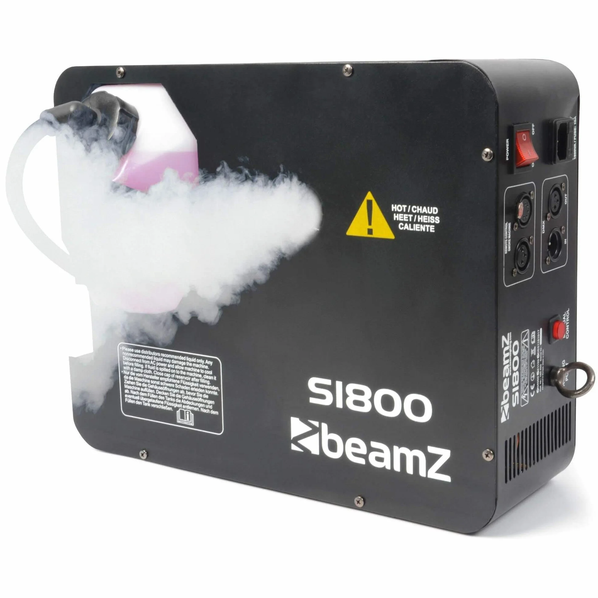 BeamZ S1800 DMX Maquina de humo 2 en 1, Salida de humo Vertical/Horizontal, 1800 W Maquina de humo para Clubs, Discotecas, Espectáculos Profesionales, Eventos, Bodas, DJs, fiestas halloween