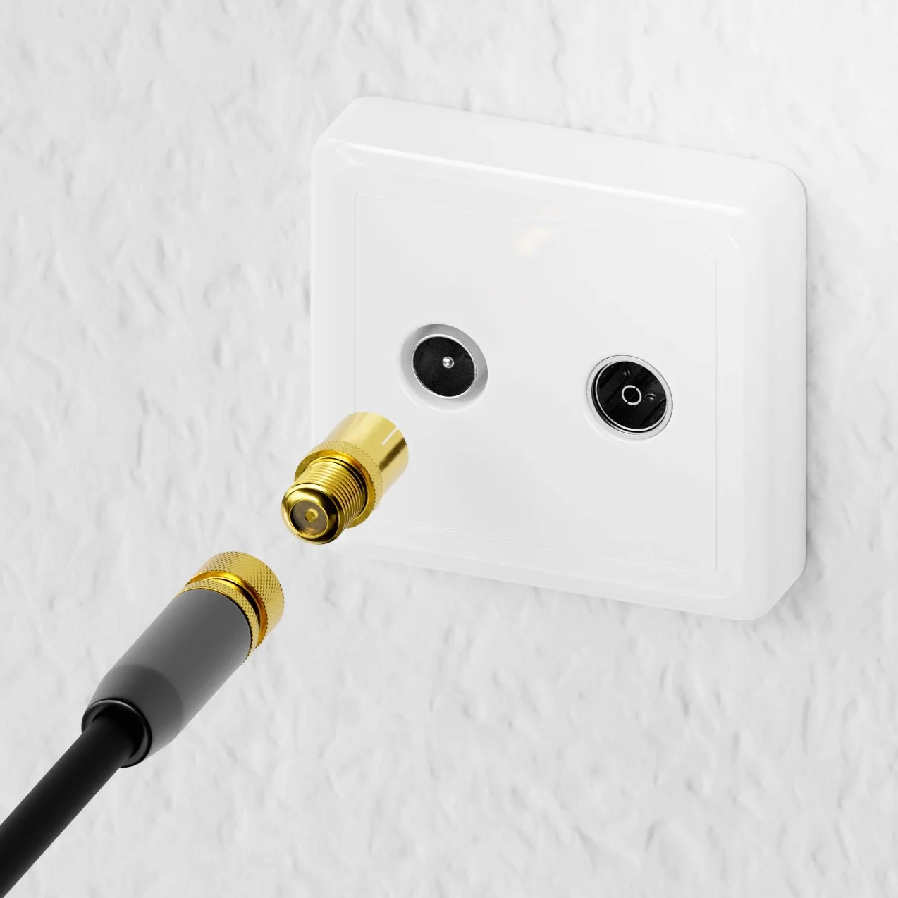 deleyCON Adaptador Sat Set F-Plug a Cable de Antena - Acoplamiento Coaxial F-Socket a 1x IEC Enchufe y 1x IEC Toma