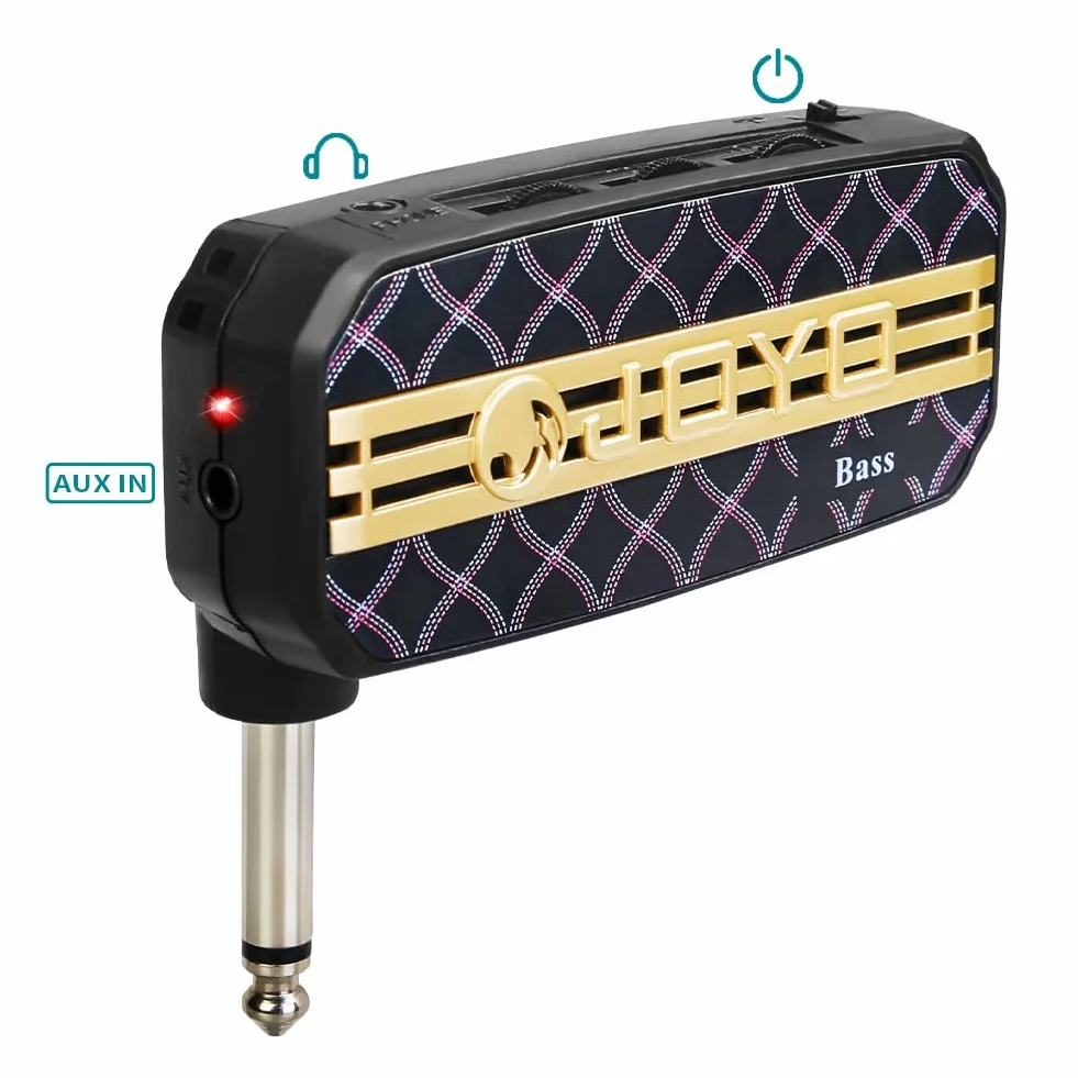 JOYO Amplificador de bolsillo para auriculares para bajo y guitarra, mini amplificador de práctica con entrada auxiliar (JA-03B)