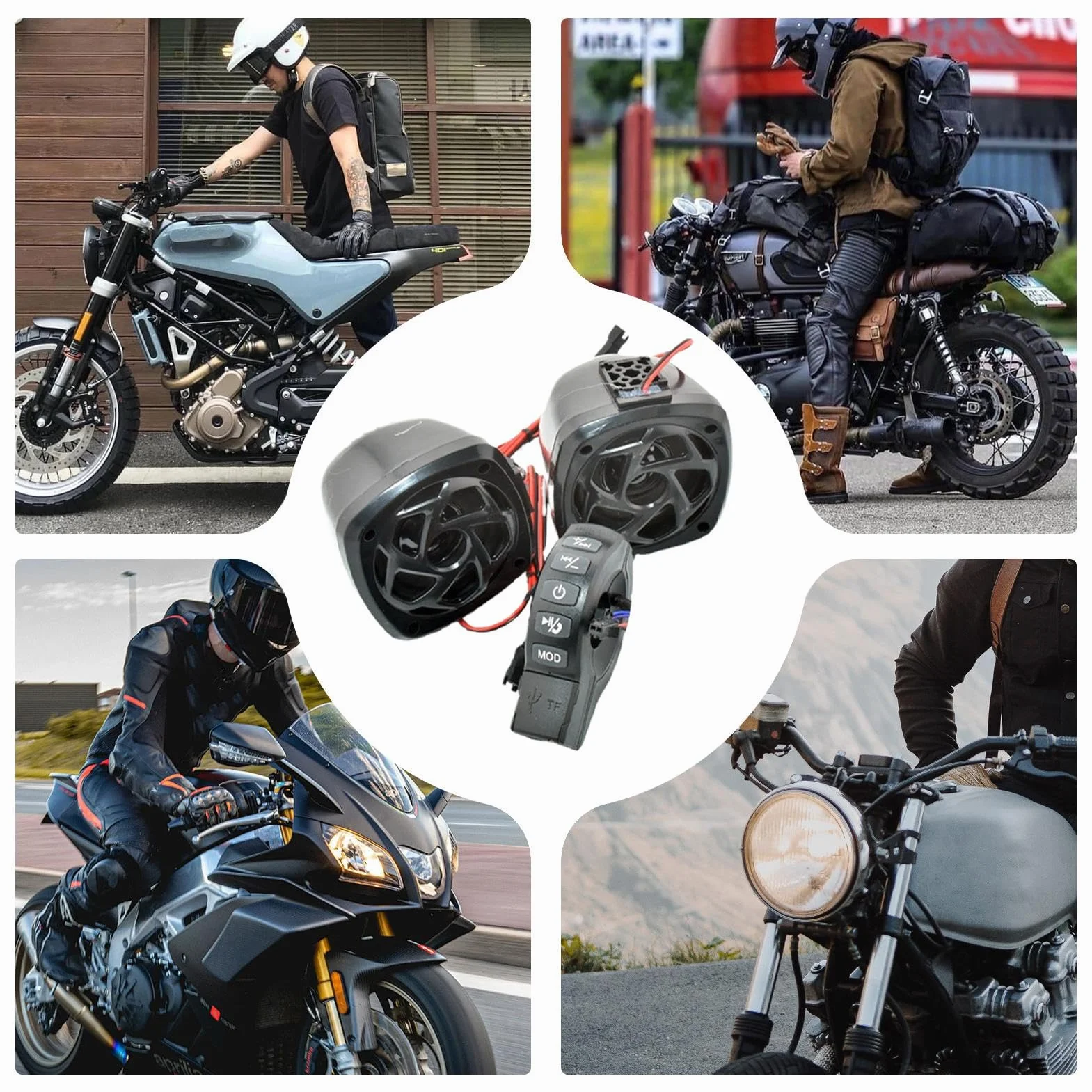 Altavoces para Moto con Amplificador Potentes para Vehículos