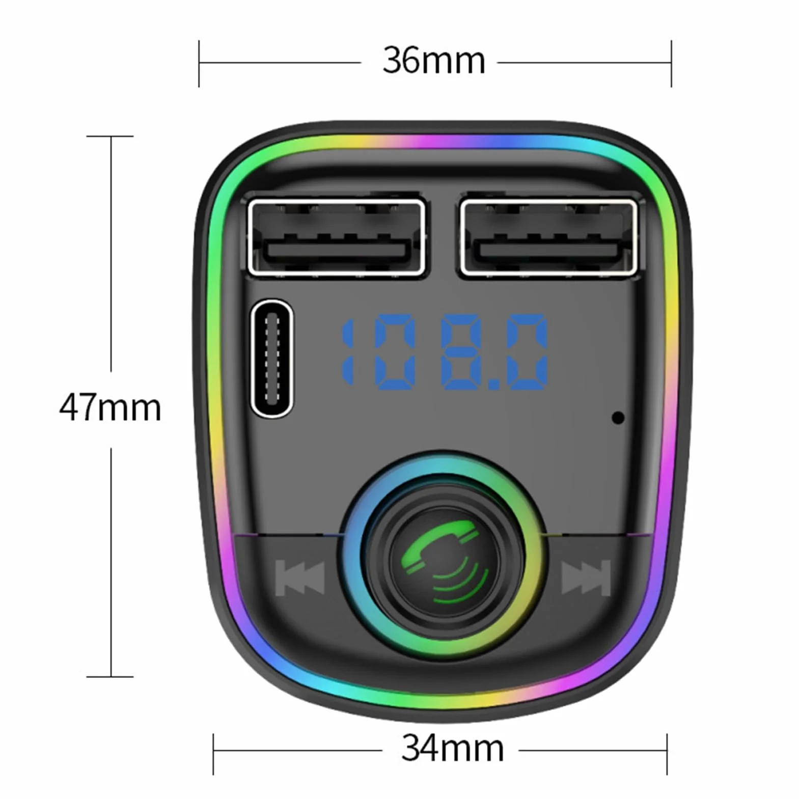 Transmisor FM para Coche | Adaptador De Coche con Carga Rápida | Transmisor Inteligente con Cancelación de Ruido y Reproductor MP3 para Viajes Diarios y Trayectos