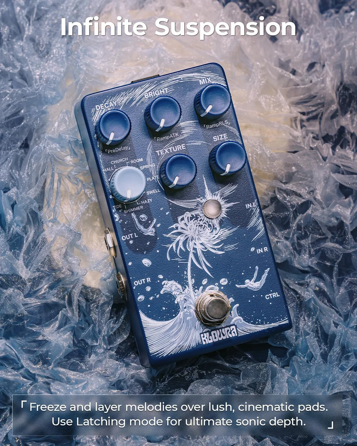 Pedal de Reverb Estéreo Limbo con Shimmer, Tide & Freeze - 9 Efectos Ambientales para Guitarra Eléctrica, Bajo y Sintetizador - Analog Dry-Through - Ideal para Worship, Shoegaze & Live
