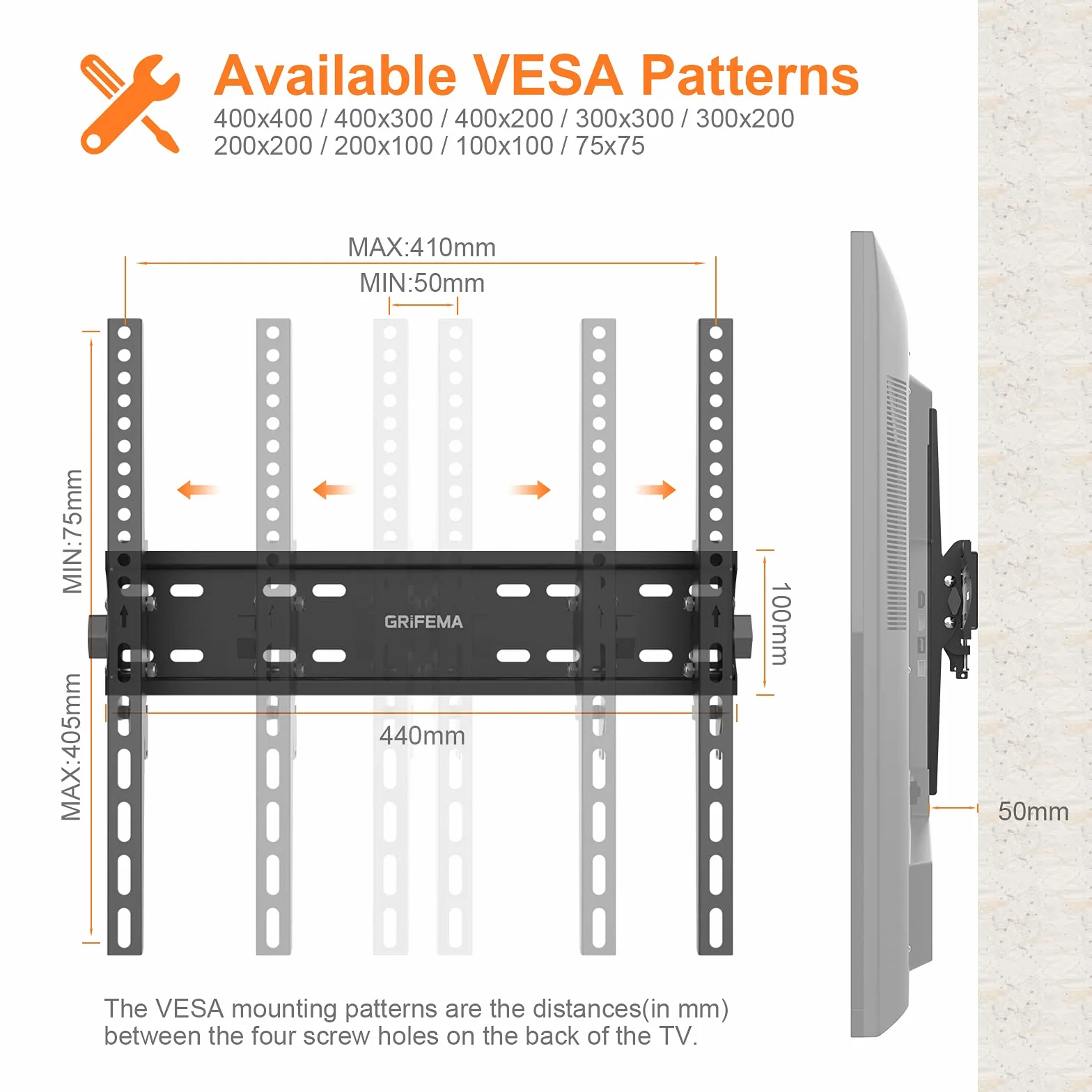 GRIFEMA GB1004-2 Soporte TV de Pared Articulado Inclinable 26"-65" VESA 400x400mm 50kg
