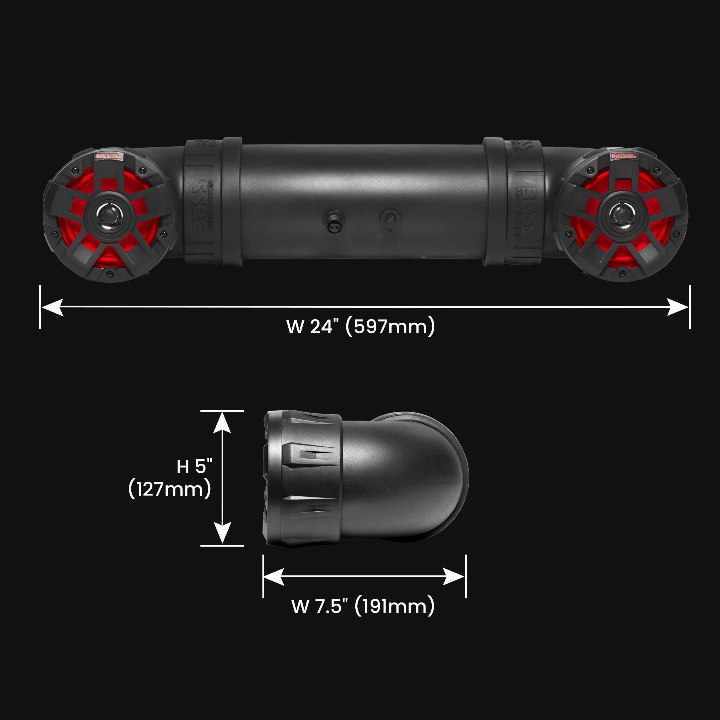 BOSS Audio Systems UTV4BRGB ATV UTV Sistema de sonido resistente a la intemperie, altavoces estéreo de 4 pulgadas, tweeters de 1 pulgada, amplificador integrado, rango completo, Bluetooth, iluminación