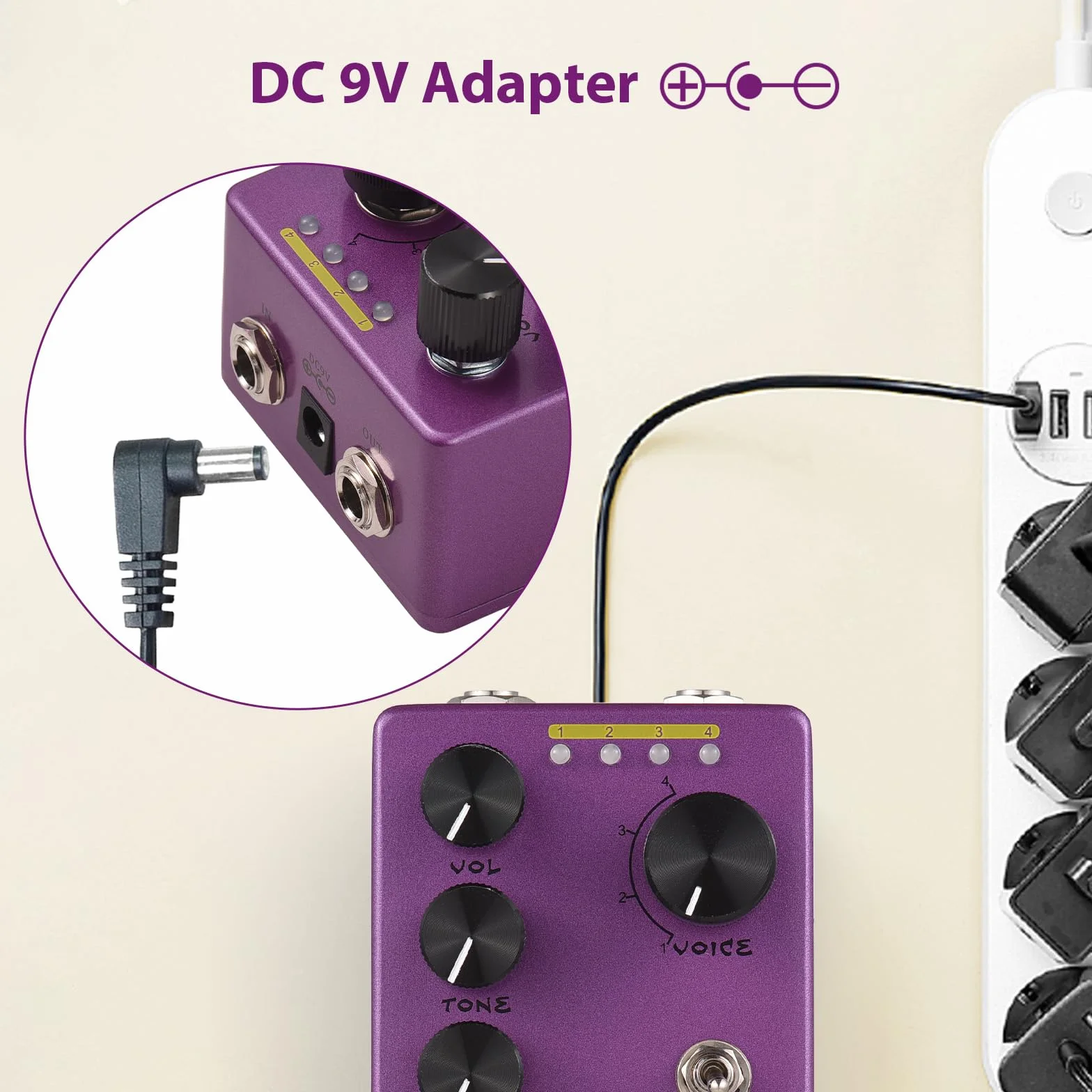 Mad Cow Pedal de Efectos de distorsión de Guitarra GAIN/VOL/TONE/VINT/MOD/4-Mode Knob DC 9V 6.35mm Interfaz de Entrada/Salida Efector de distorsión de Guitarra eléctrica con True Bypass