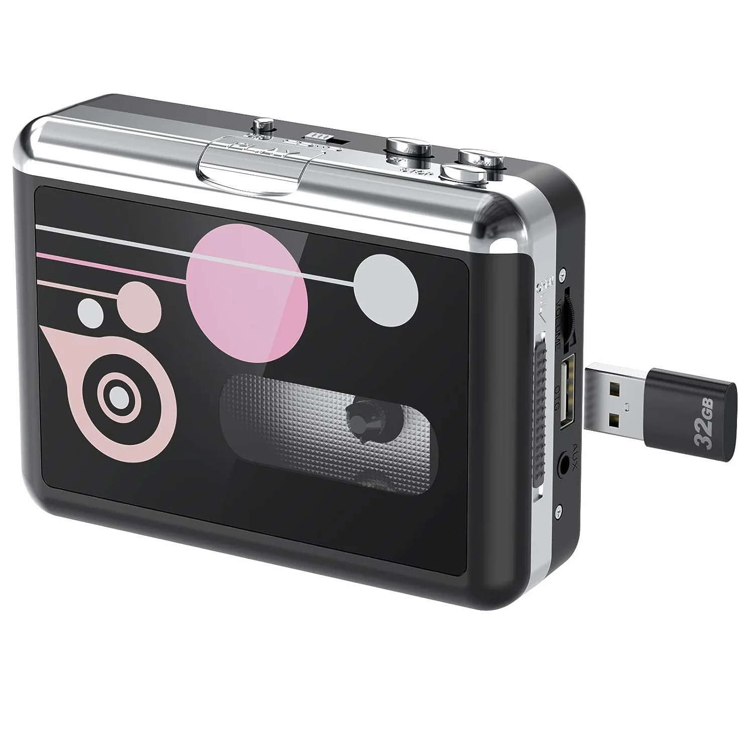 Rybozen Reproductor de Casete USB a MP3 Walkman Convertidor Digital Audio con Auriculares