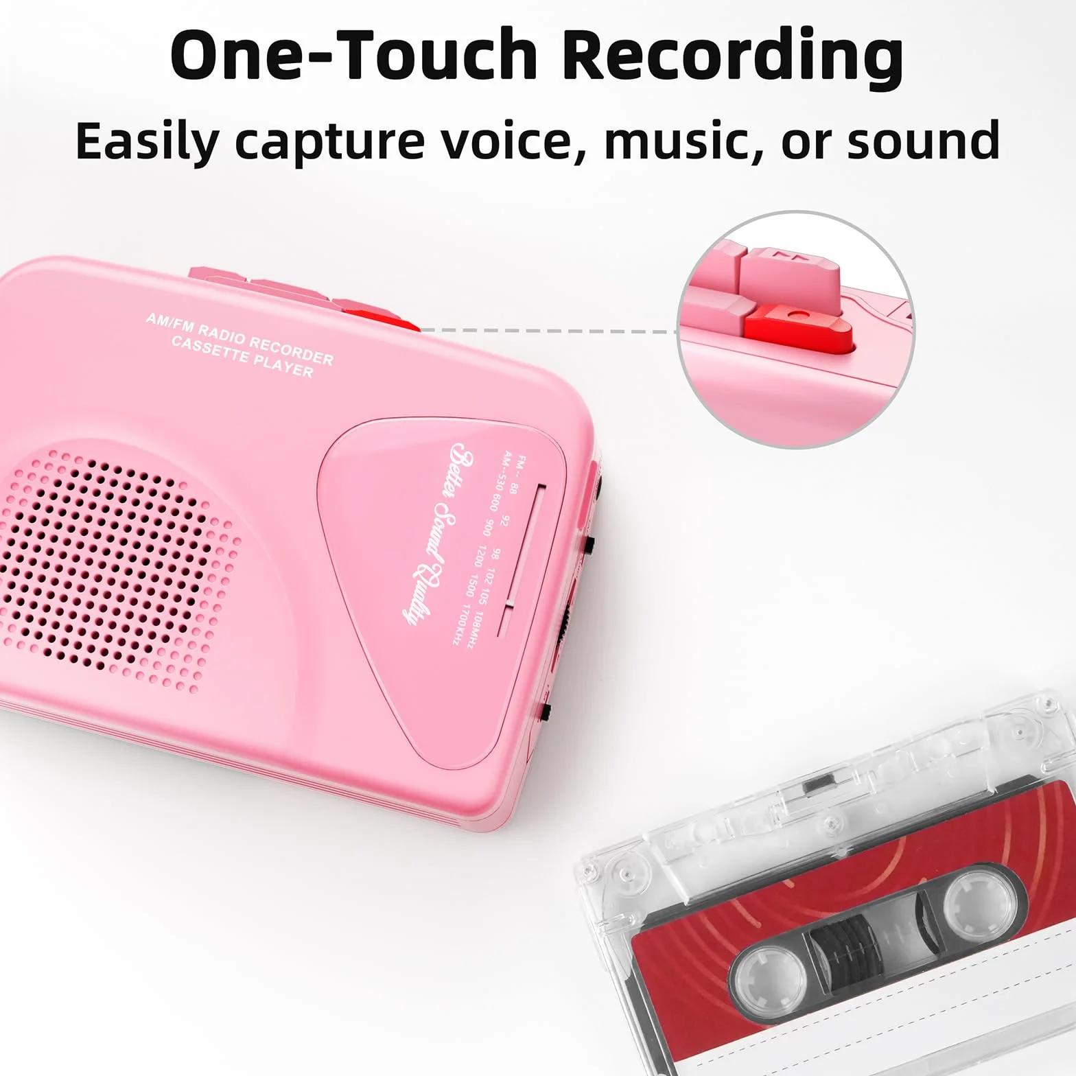 Reproductor de Casetes Portátil con Radio AM/FM, Grabadora y Altavoz Integrado