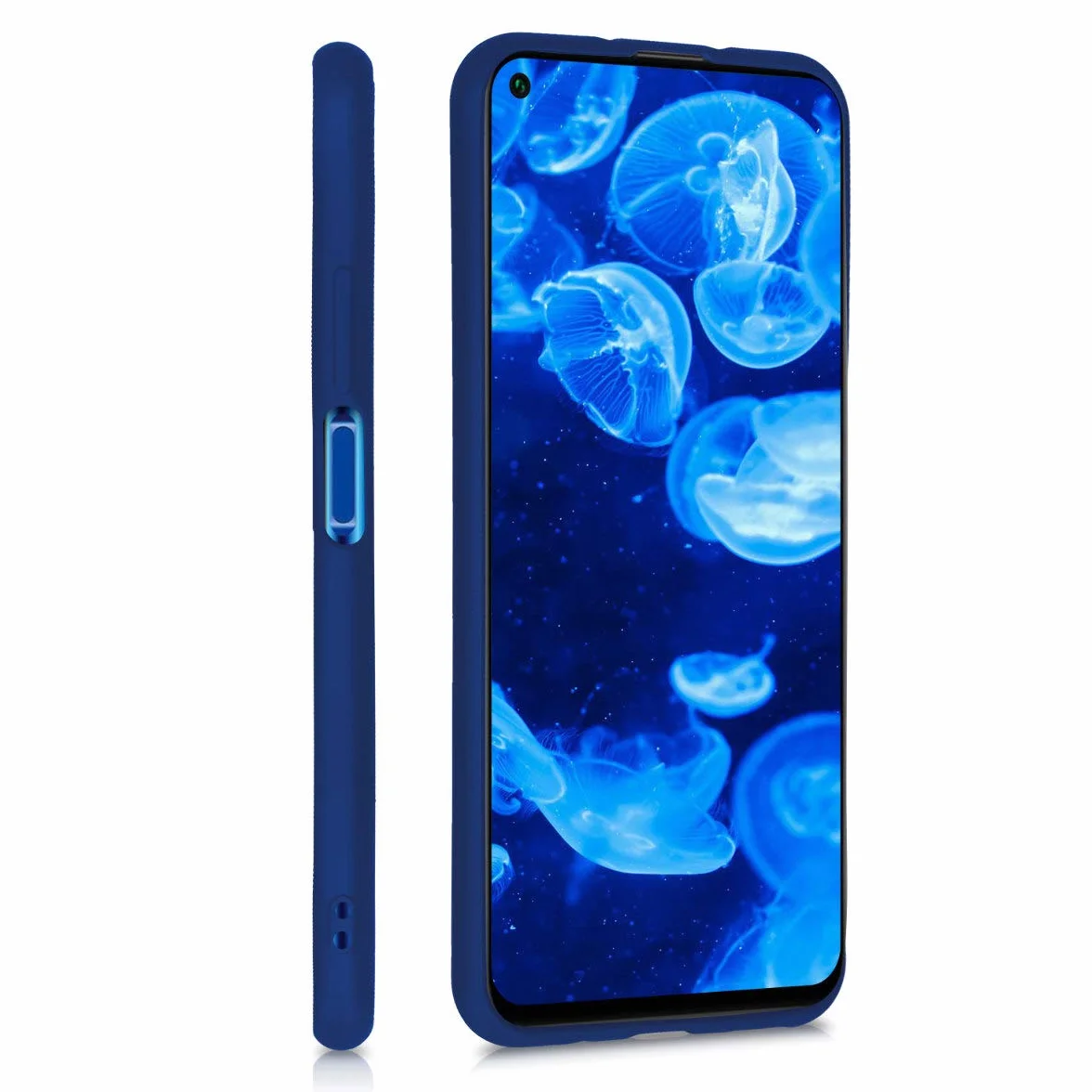 kwmobile Funda para Huawei Nova 5T Carcasa TPU y Silicona Ultrafino Antigolpes Azul Metalizado