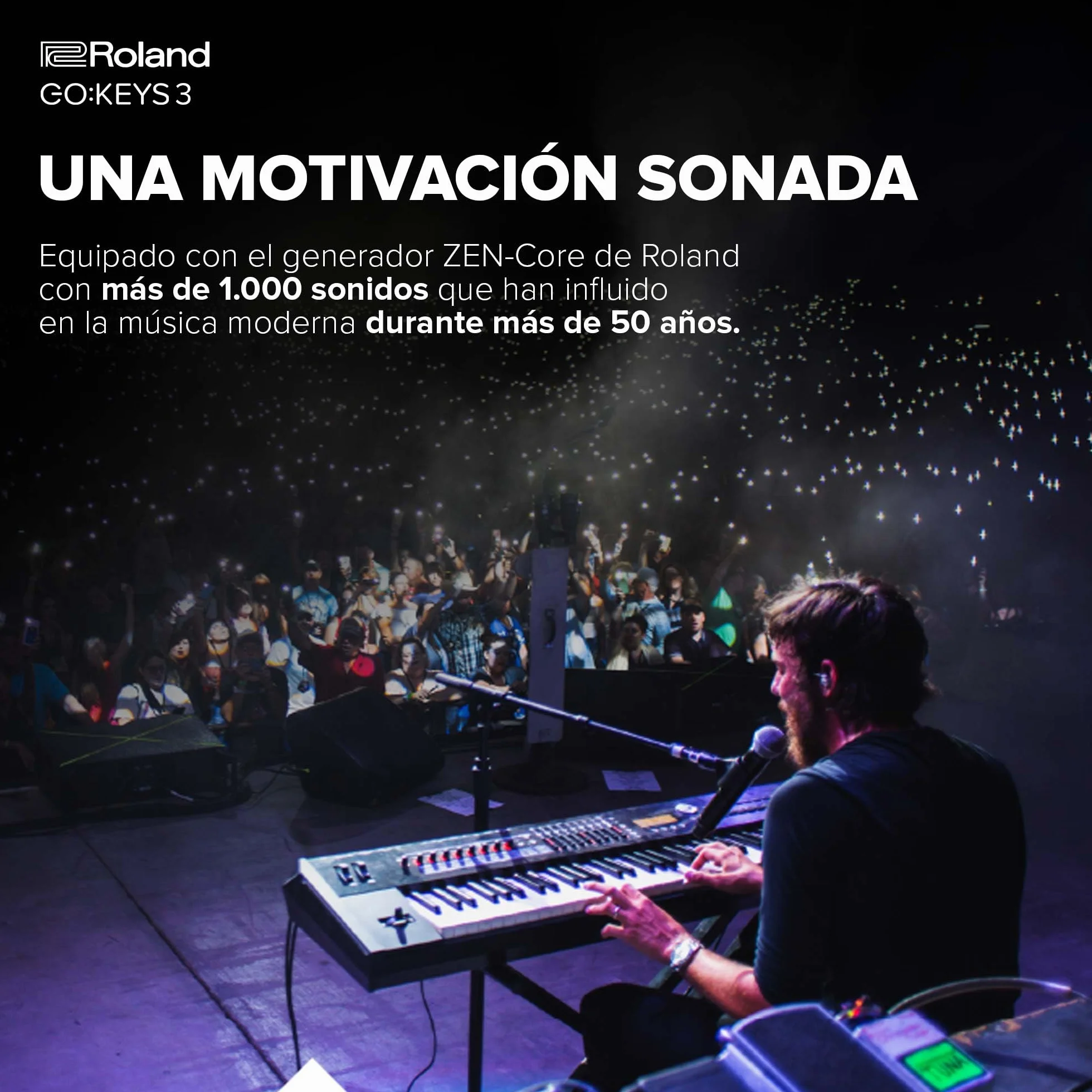 Teclado para creación musical Roland GO:KEYS 3 | Teclado de 61 notas | Generador ZEN-Core con más de 1.000 sonidos integrados | Altavoces estéreo integrados - Azul medianoche