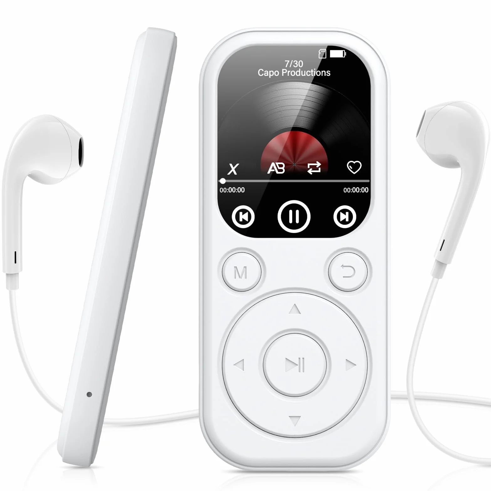 Reproductor MP3 Bluetooth 128 GB con Radio FM, Grabadora Voz, Sonido HiFi, Función E-Book, Blanco