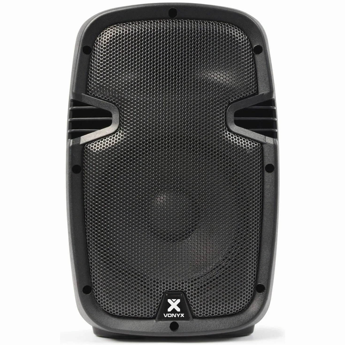 Vonyx SPJ-800A - Altavoz Auto Amplificado woofer de 8" 200W Construido en ABS Entrada de línea y micrófono, Control de Graves y Agudos y Salida de línea