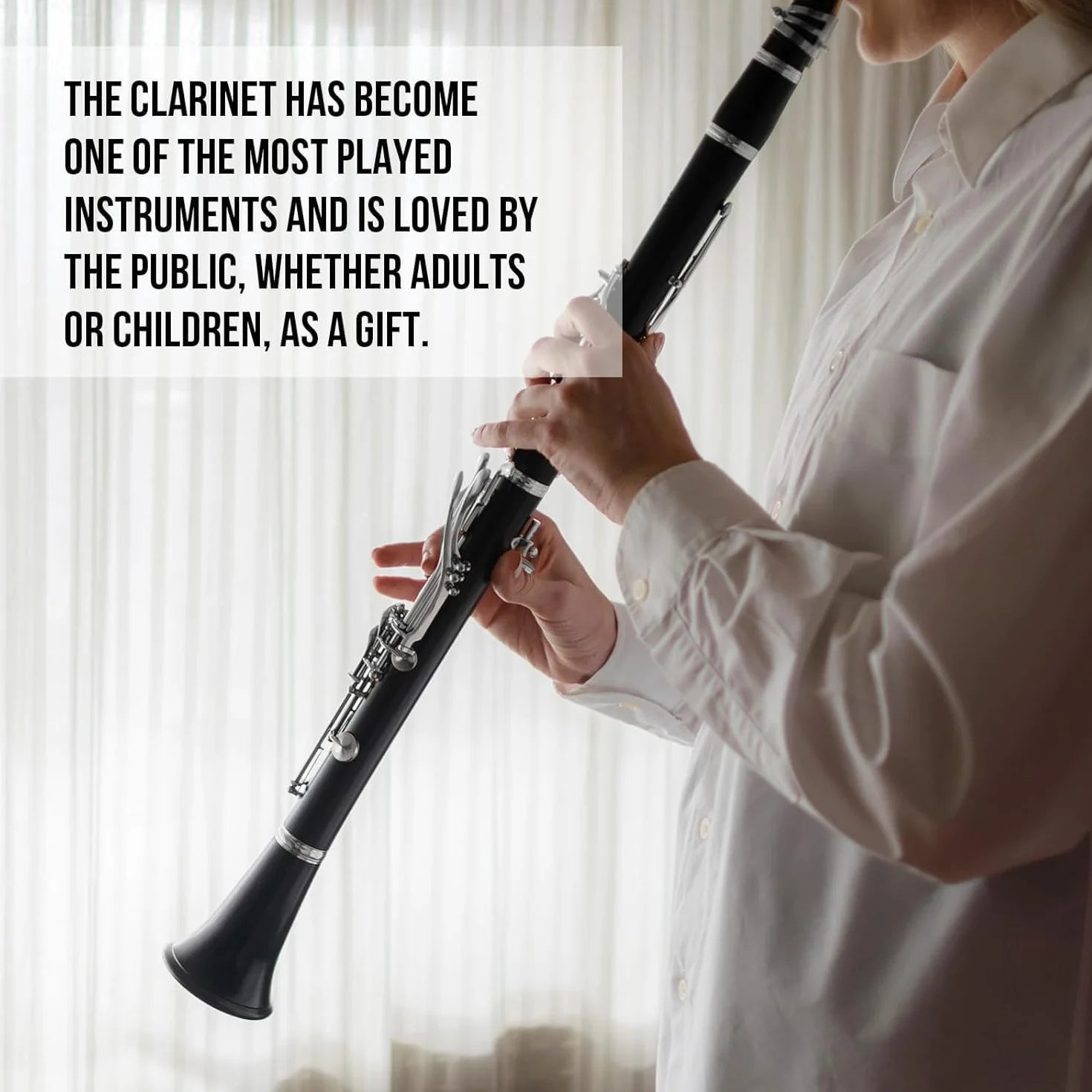 Clarinete B Flat 17 Llaves, Clarinete Profesional de Bb para Principiantes en Niquelada, con Estuche Rígido Kit de Limpieza, Instrumentos de Viento