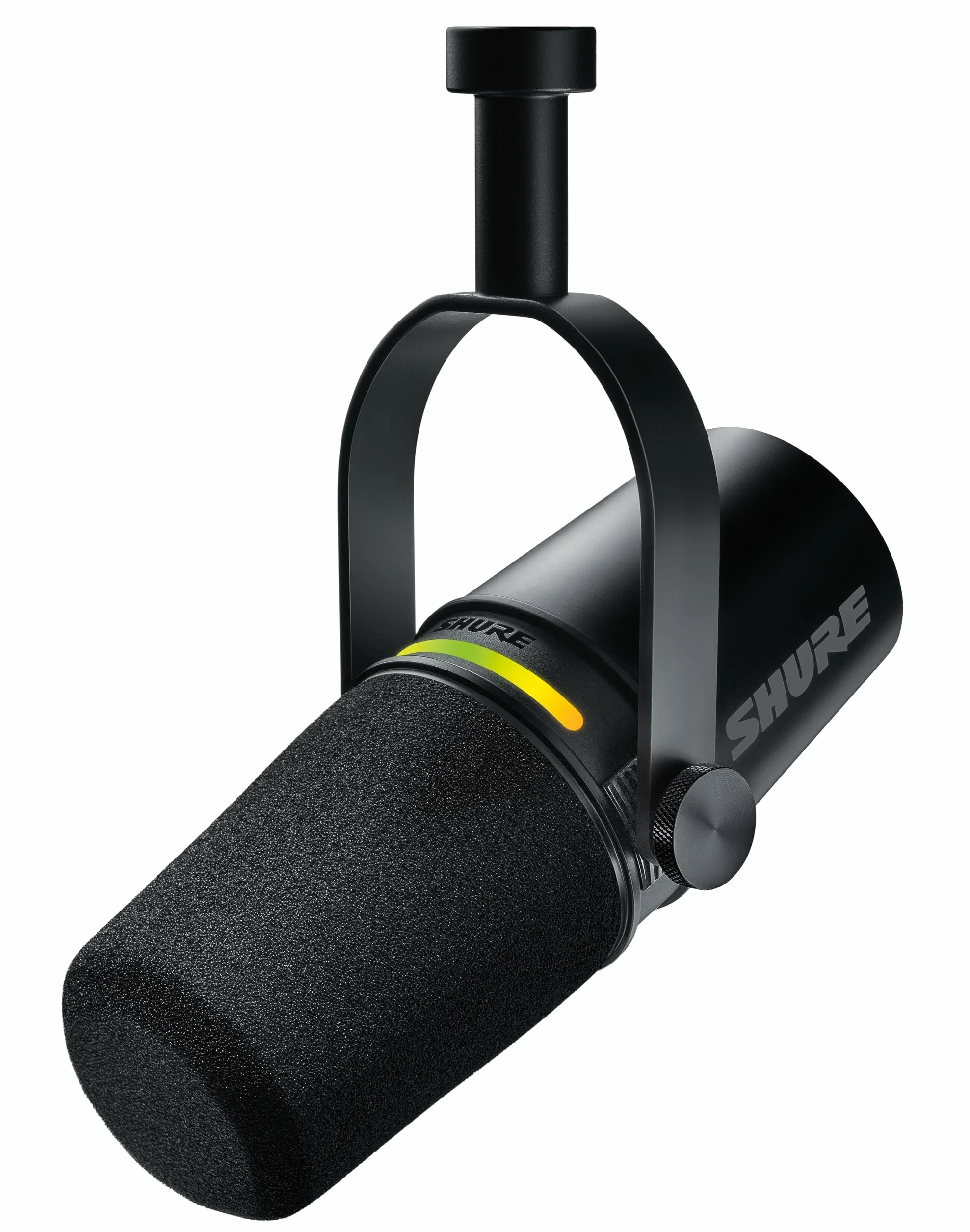 Shure Micrófono Dinámico MV7+ para Podcasts, Certificado por OBS, Audio Mejorado, Panel LED, Salidas USB-C y XLR, Filtro Antipop Digital, Efectos de Reverberación, Color Negro