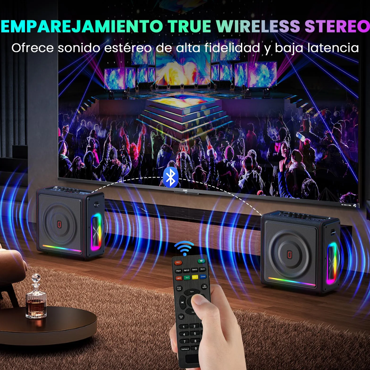 Máquina de Karaoke con micrófonos inalámbricos HWWR Karaoke con 2 Micrófonos para Adultos Niños, Karaoke Sistemas Accessoires utiles pour Micro (MS78-2Mics)