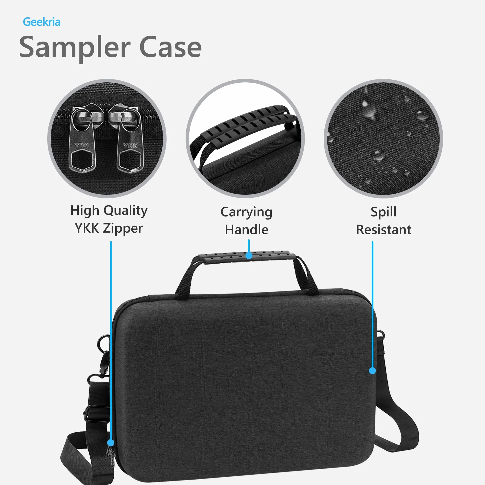 GEEKRIA Funda rígida de viaje, compatible con Elektron Digitakt II/Digitone II/Syntakt 12/Analog Heat MKII, bolsa de transporte de muestras de audio (gris oscuro)
