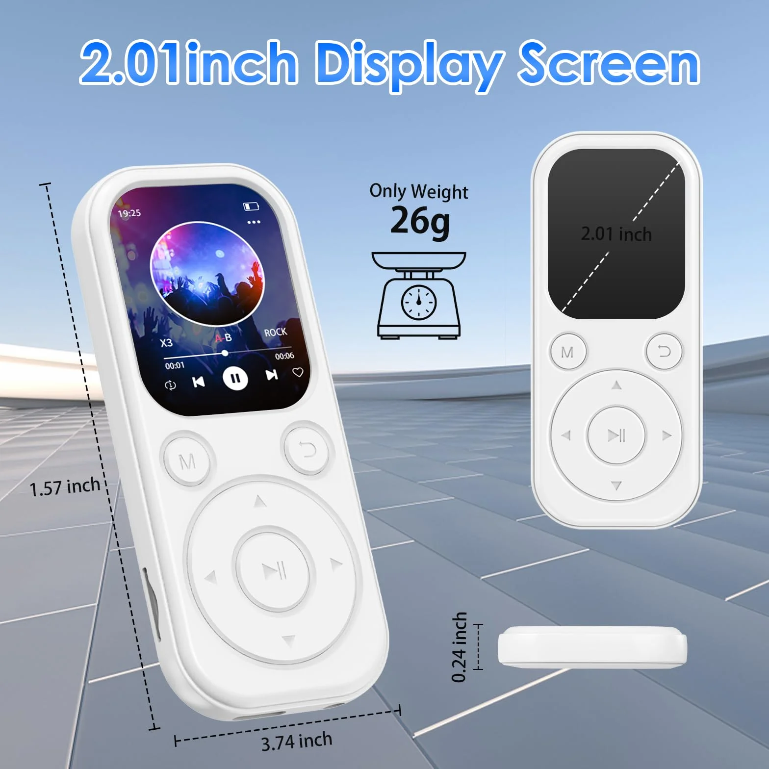 Reproductor MP3 Olycism de 64 GB con Bluetooth 5.3 Reproductor de música portátil Sonido HiFi y Radio FM Capacidad de batería de 300 mAh, Adecuado para Deportes, Viajes y Uso Diario.