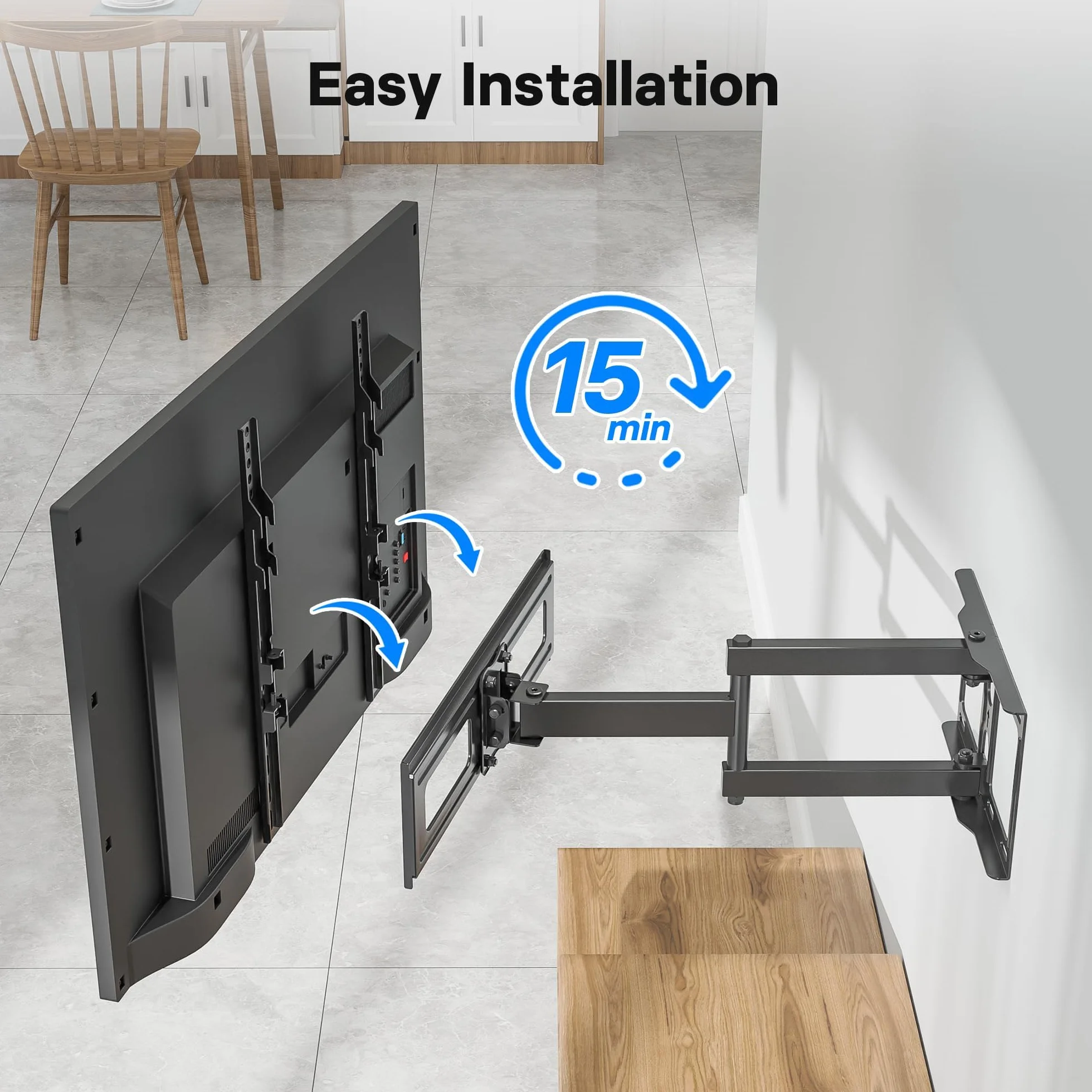 BONTEC Soporte TV Pared 26-60 Pulgadas Giro Inclinación Extensión 80-500 mm 40 kg VESA 400x400