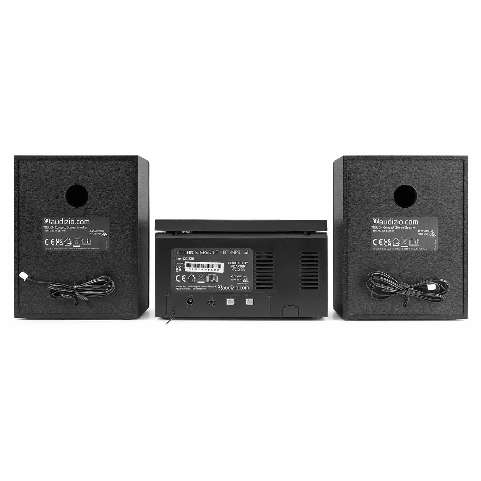 Toulon Micro HiFi Sistema Estéreo Compacto con Bluetooth, CD, USB, Radio FM Digital 30 Presets, Altavoces Bass Reflex