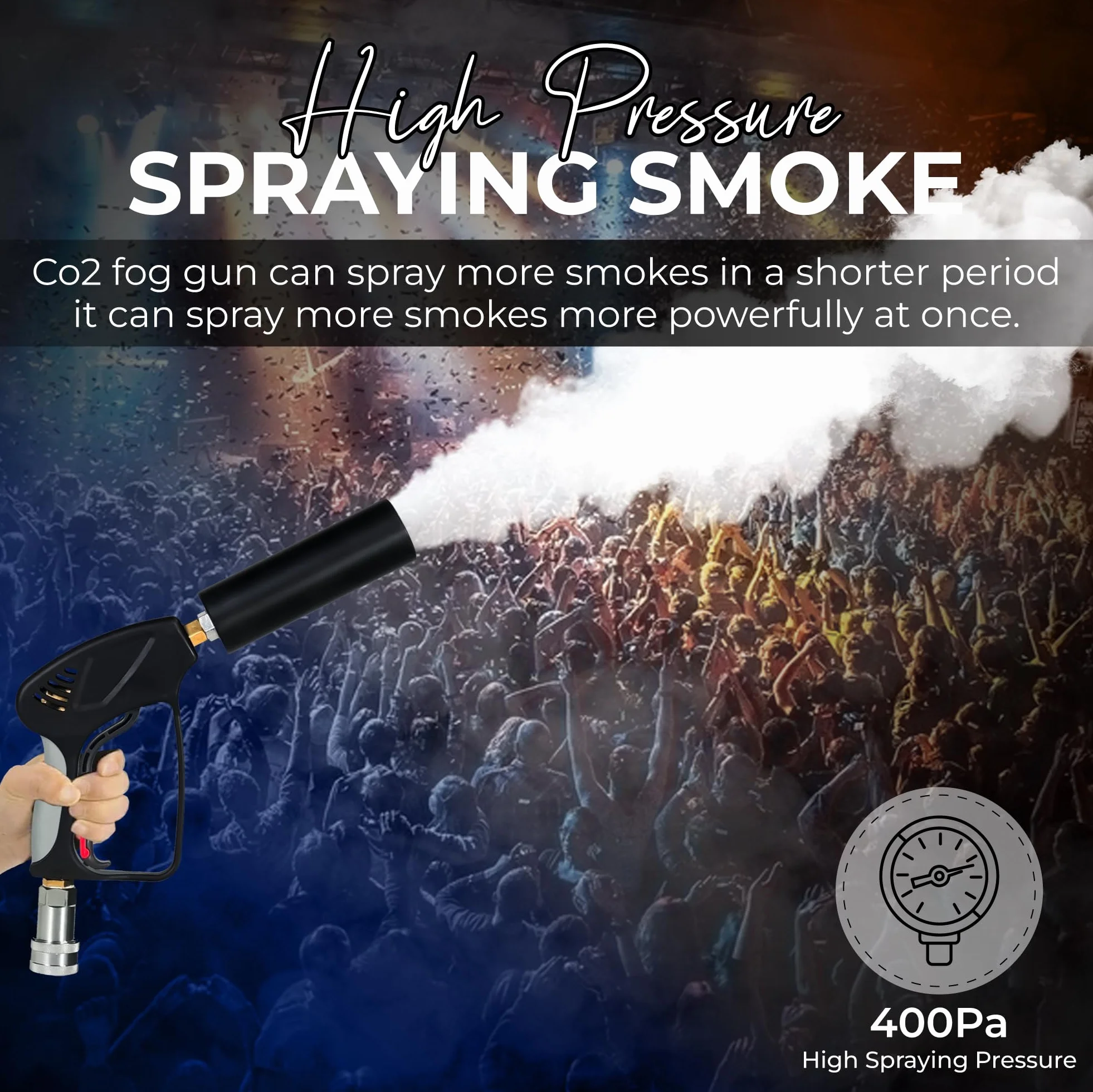 Pistola de fiesta de CO2 con alcance de 6 m, cable de 3 m + tubo de salida sin escarcha, pistola de CO2 de alta calidad, adecuada para DJ Club Stage, máquina de chorro (minipistola)