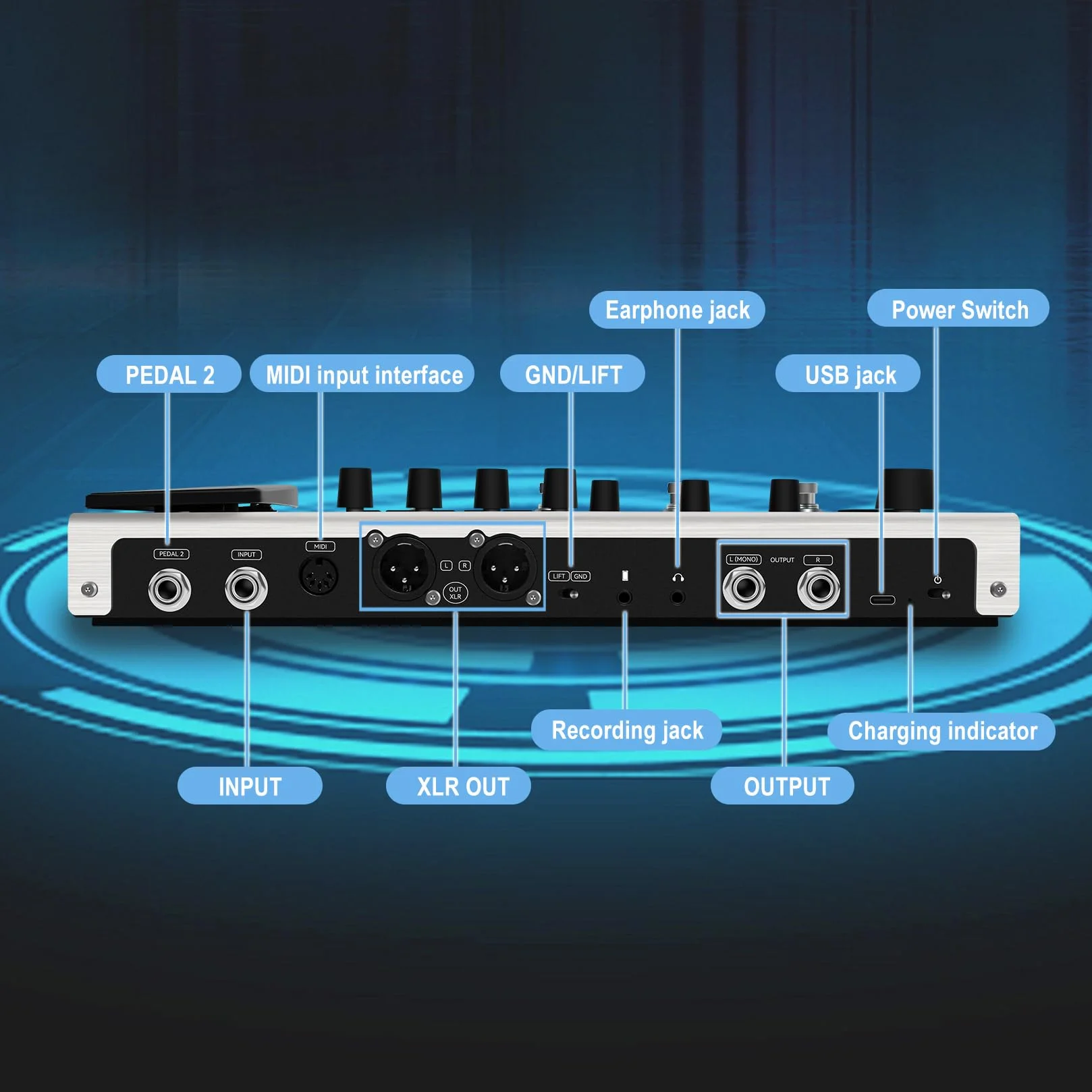 M-Vave MK-300 - Procesador multiefectos para guitarra y bajo, 11 módulos, más de 320 efectos, 120 amplificadores, cargador IR, looper, caja de ritmos, tarjeta de sonido BT y USB