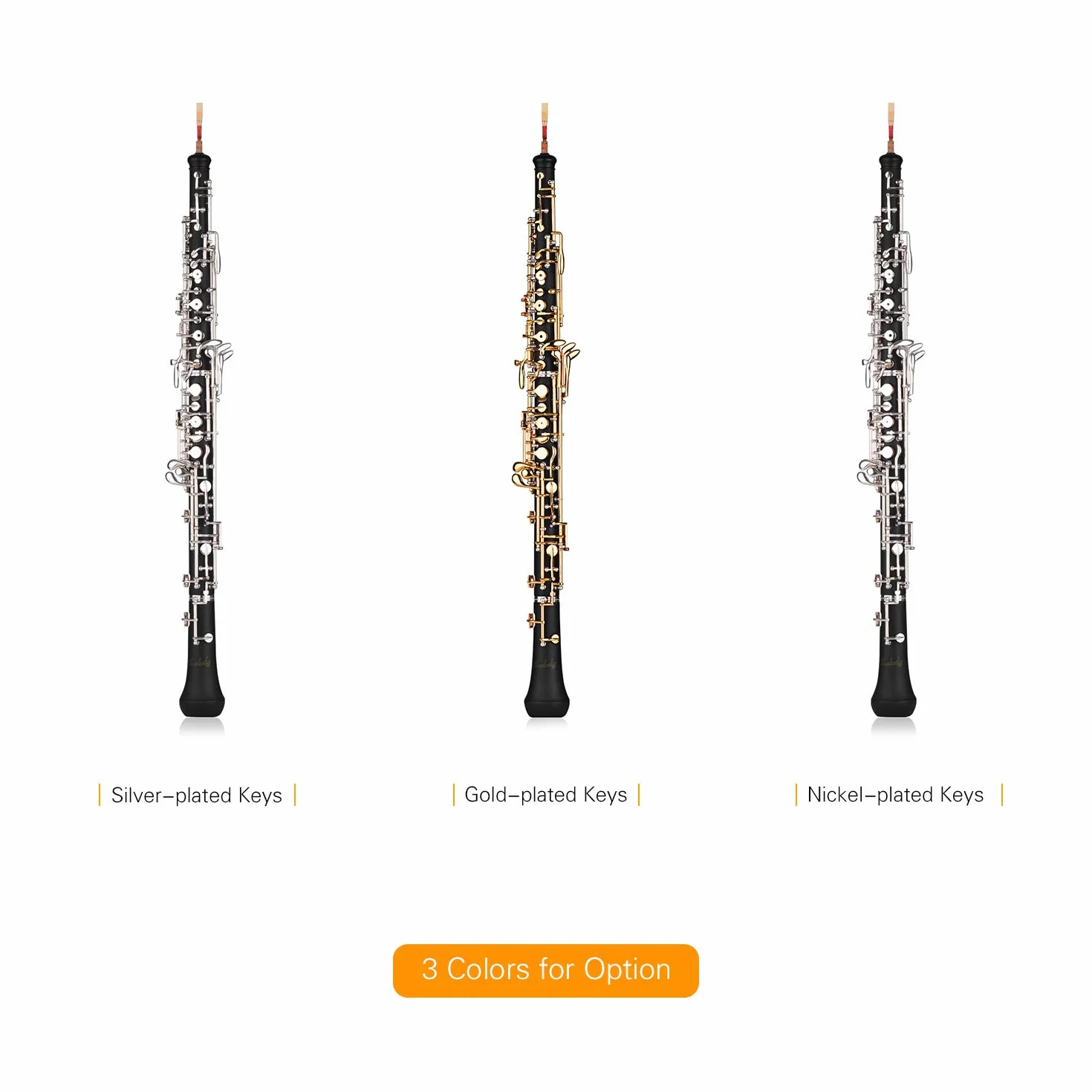 Professional Oboe C Key Estilo semiautomático Llaves plateadas Instrumento de viento de madera con guantes Oboe Reed Funda de cuero Bolsa de transporte Paño de limpieza Mini destornillador