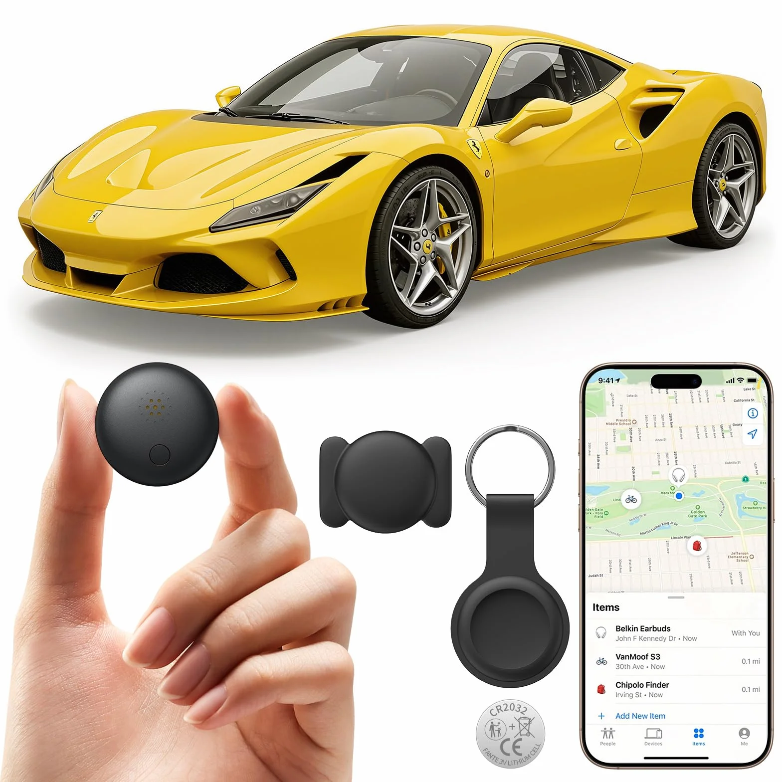 Localizador GPS sin Suscripción – Rastreador Pequeño Magnético para Coche, Moto, Niños, Perros – Compatible con iOS – Batería reemplazable