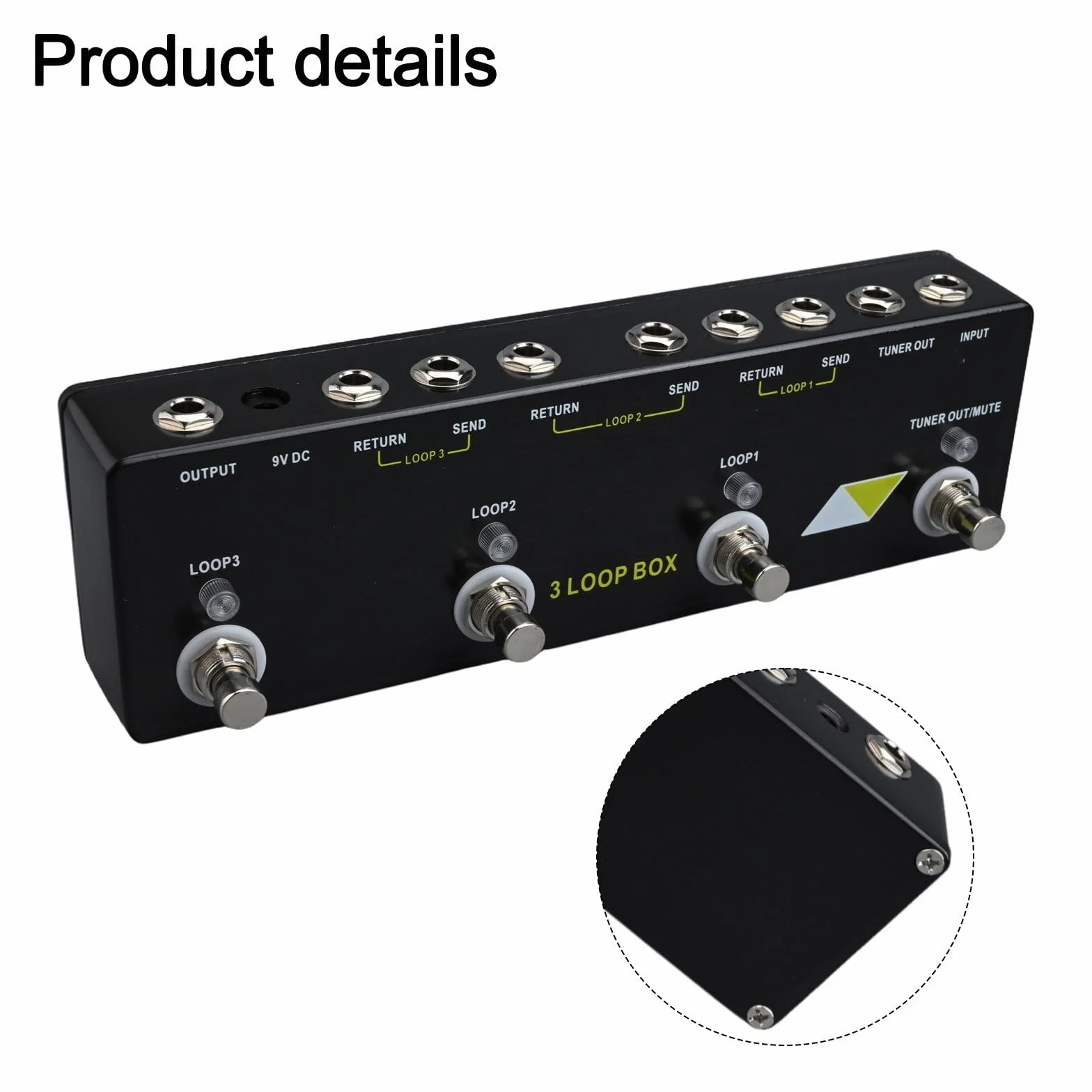 Pedal de efectos de guitarra de 3 bucles para MOSKYaudio con True Bypass, interruptor de silencio de afinador y carcasa de metal para guitarristas y bajistas