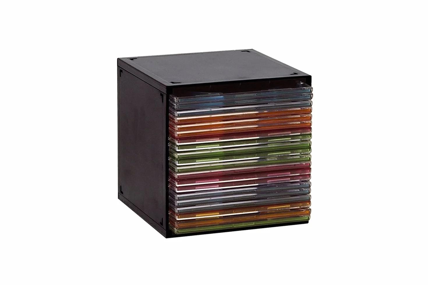 CUIDATUMUSICA Cubo de Plastico Negro para Archivar CD Y Doble CD - Ref.1470